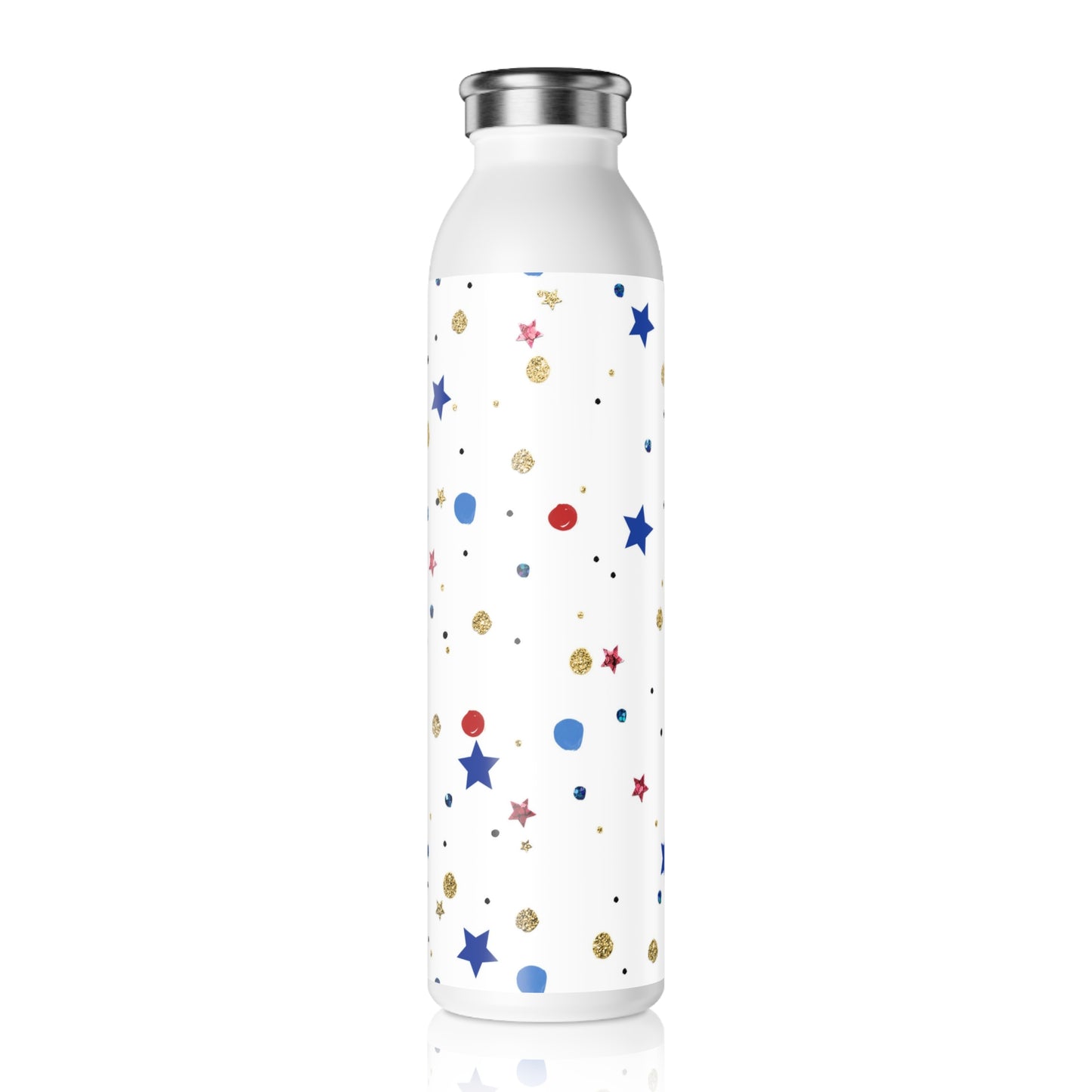 American Flag Themed Stars Slim Water Bottle