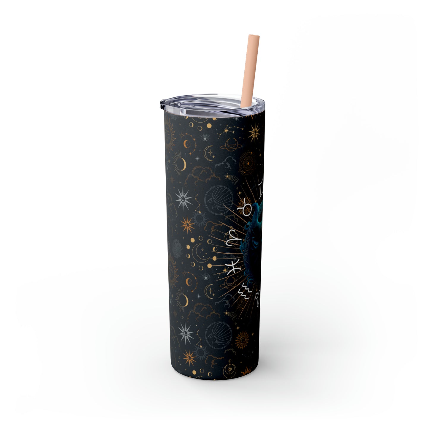 Taurus Zodiac Skinny Tumbler with Straw Astrology Insulated Mug Bridesmaids Gift Bachelorette Party Favor Birthday Gift