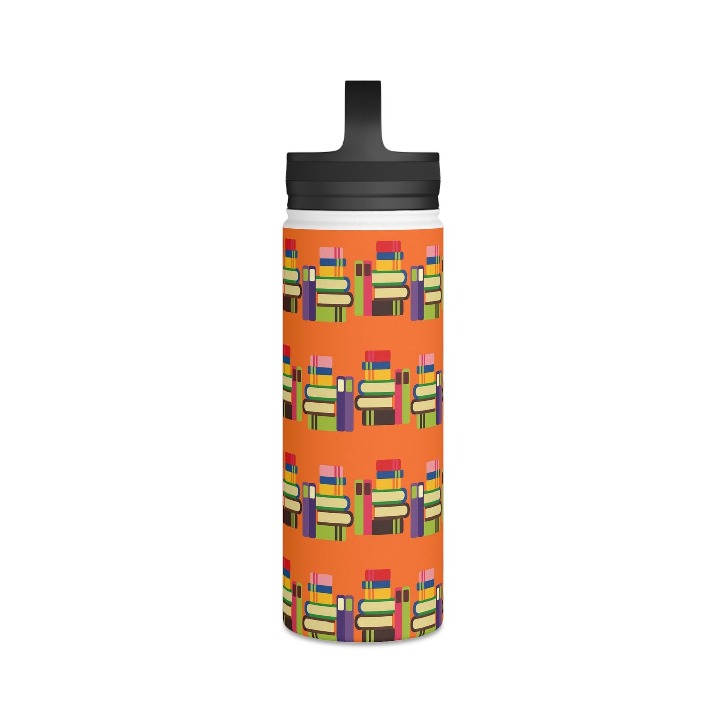 Back To School Books Stainless Steel Water Bottle, Handle Lid