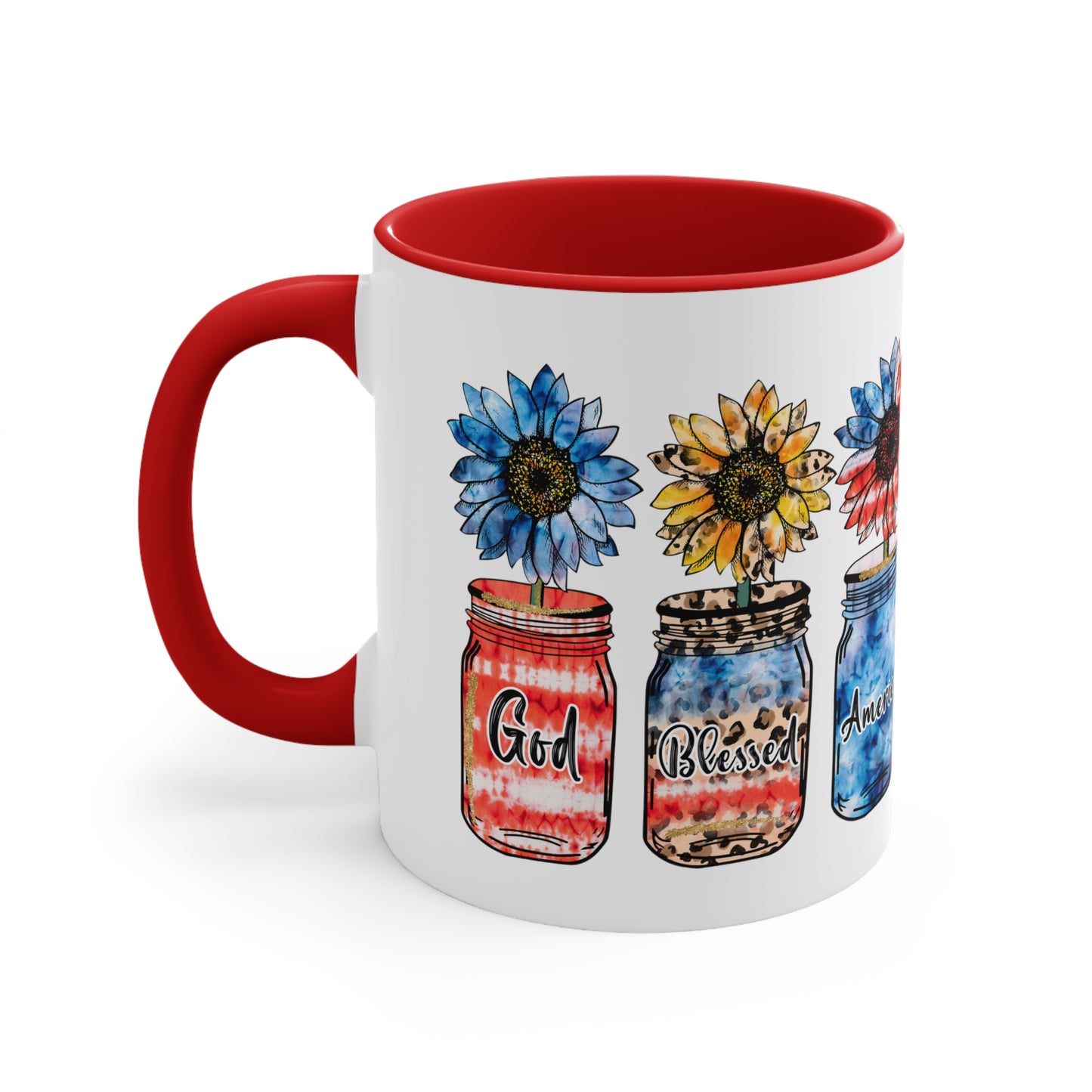 God Bless America Accent Coffee Mug, 11oz