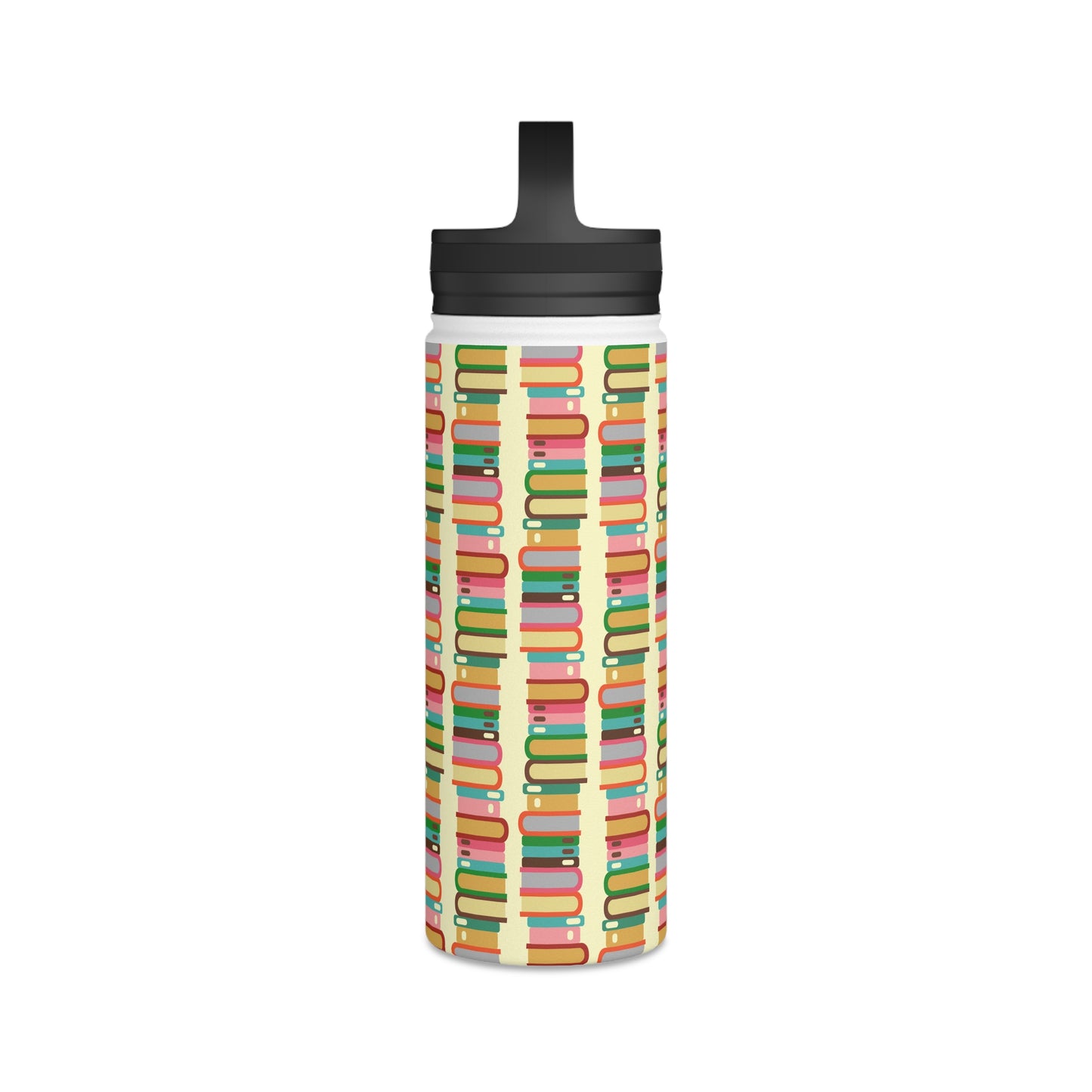 Back To School Books Stainless Steel Water Bottle, Handle Lid