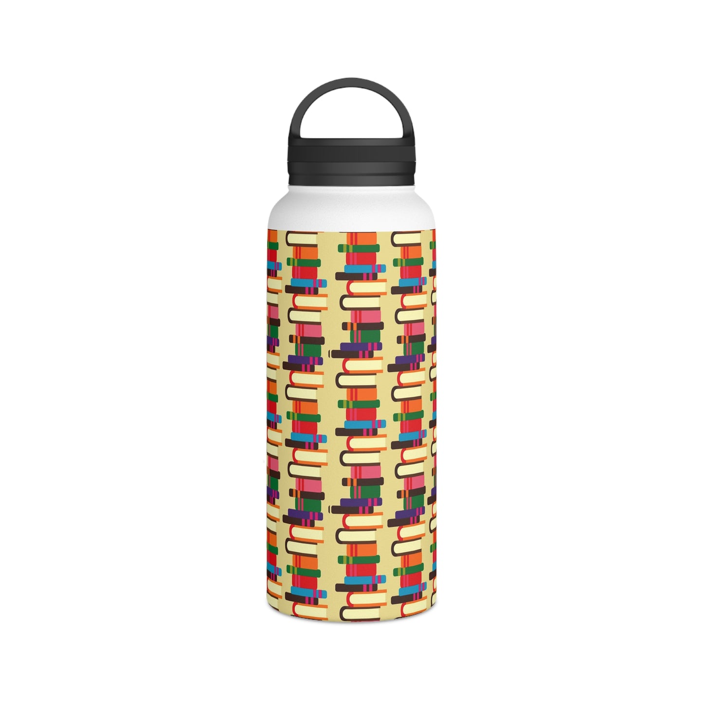 Back To School Books Stainless Steel Water Bottle, Handle Lid