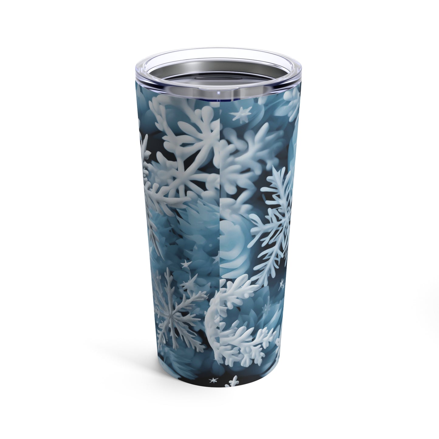 Snowflake Tumbler 20oz, 3D Snowflakes Tumbler, Snowflake Tumbler, Winter Tumbler, White Tumbler with Snowflakes, Holiday Gift Tumbler