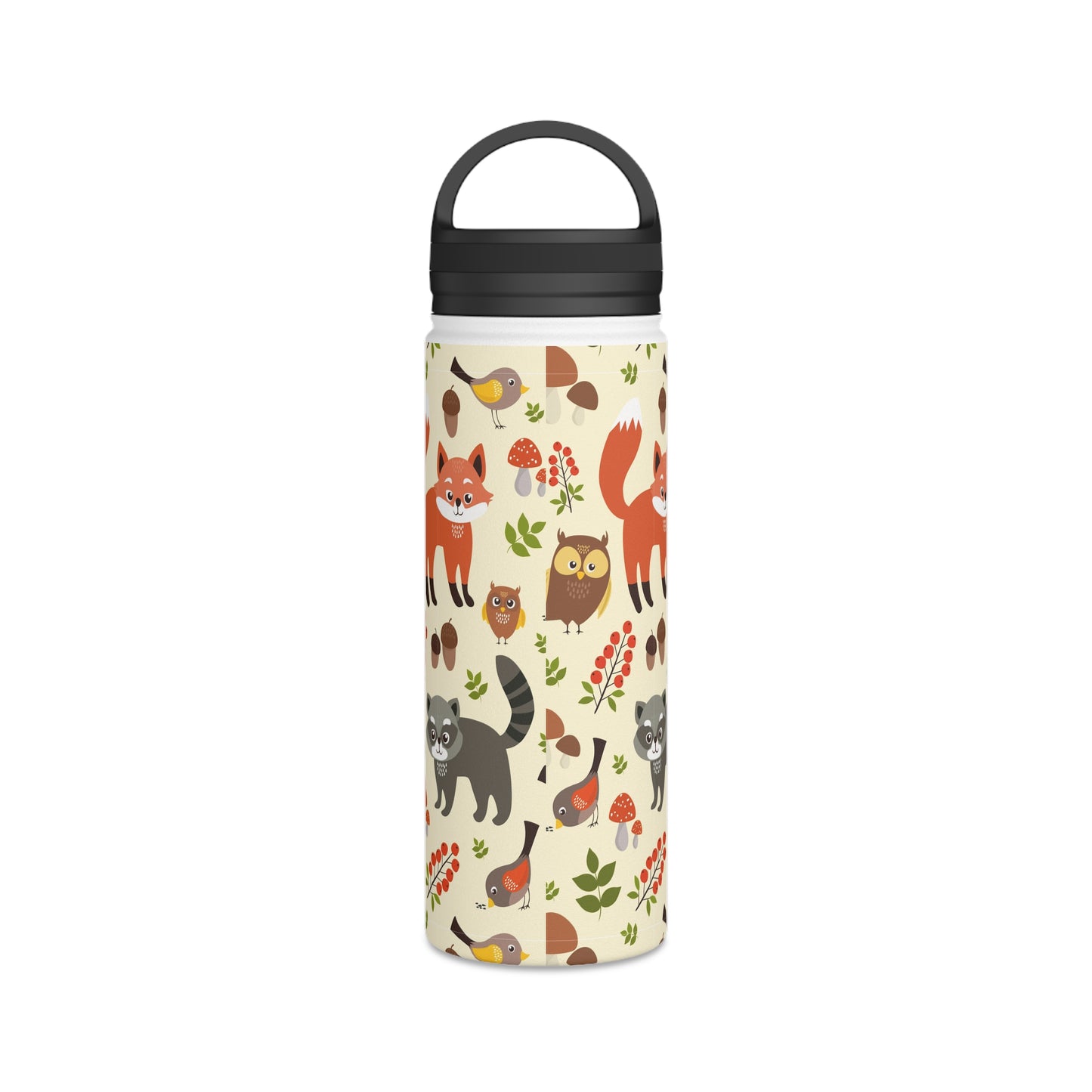 Back To School Animals Stainless Steel Water Bottle, Handle Lid