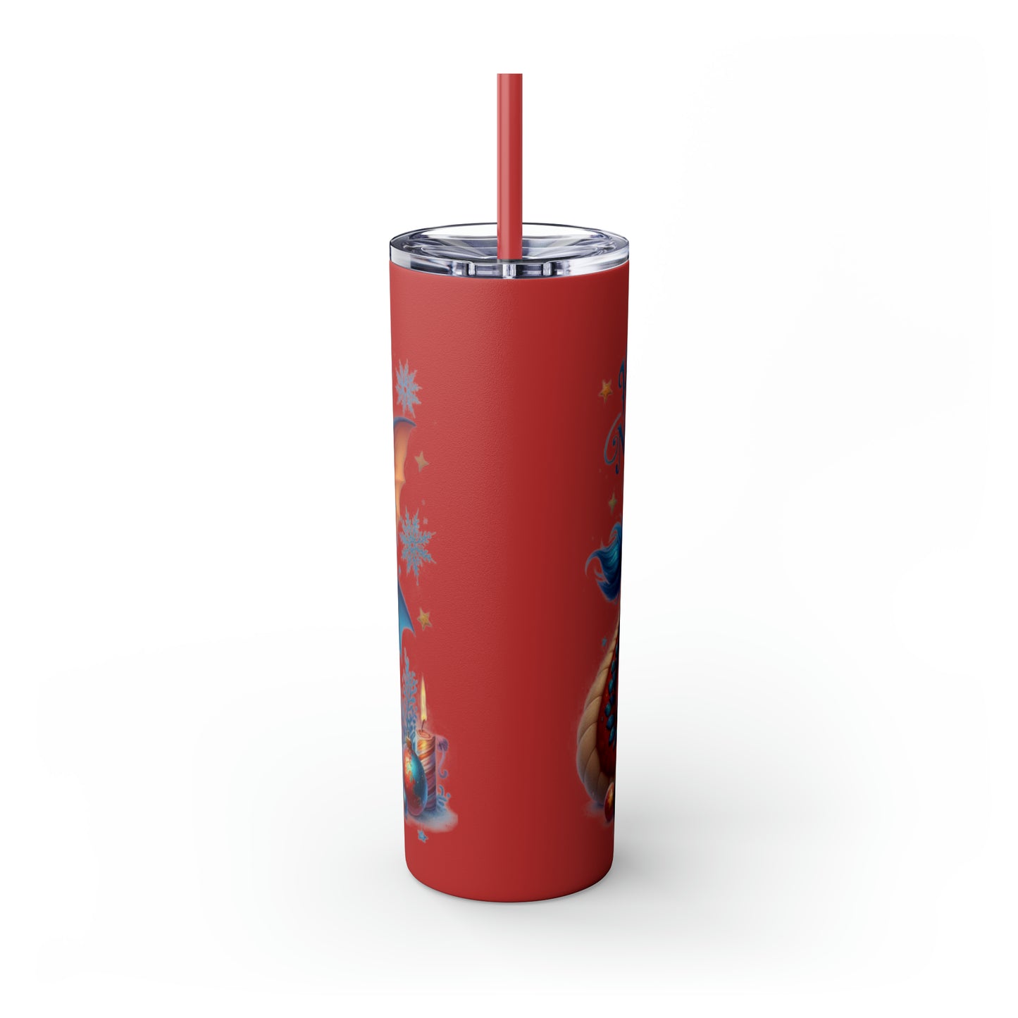 Happy New Year of Dragon Skinny Tumbler with Straw, 20oz