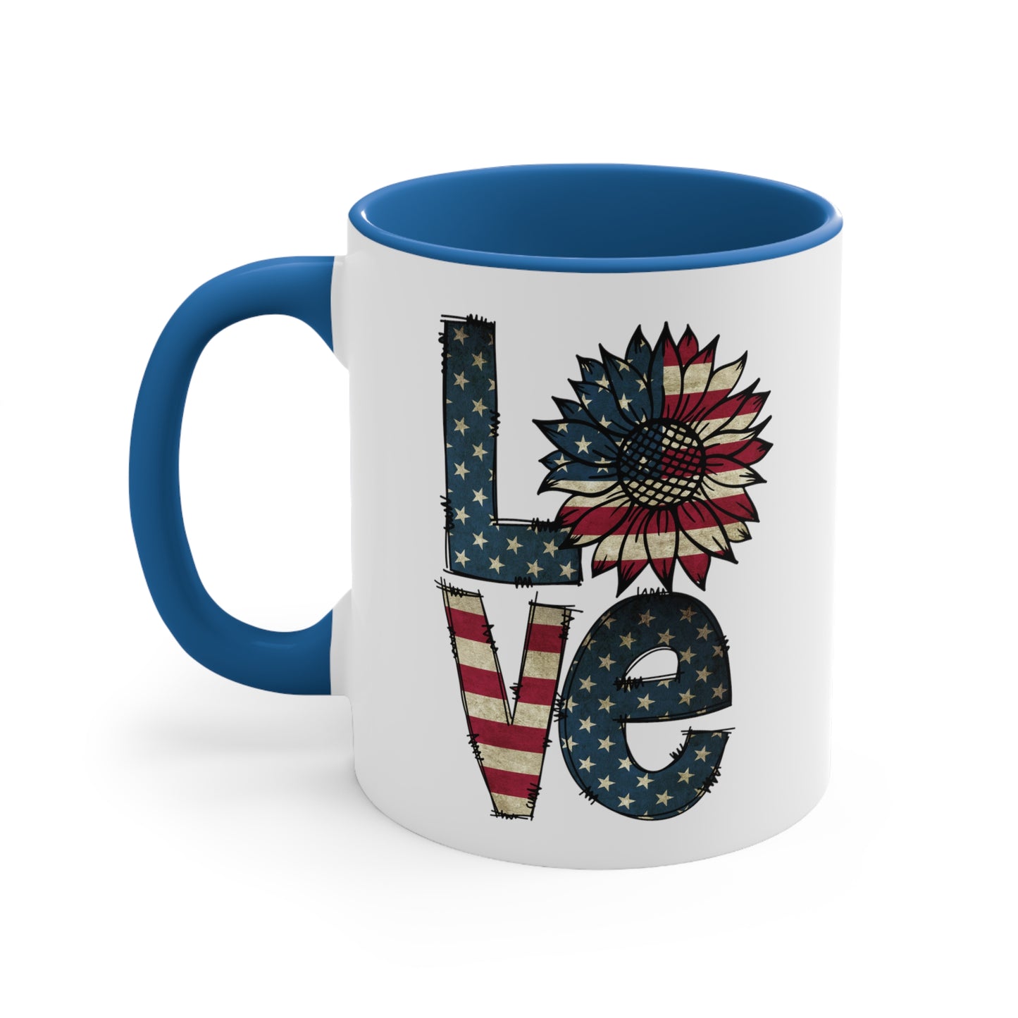 Love Sunflover Flag Accent Coffee Mug, 11oz