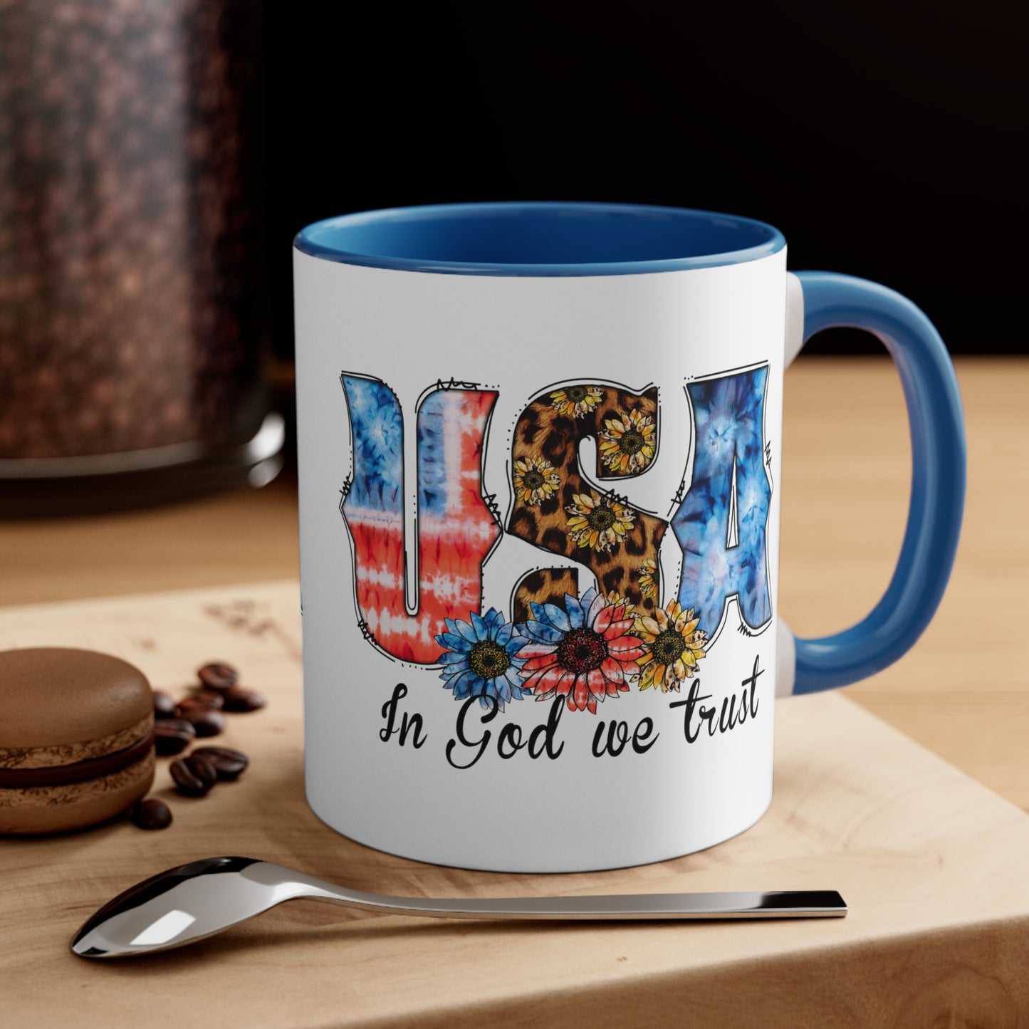 USA In God We Trust Accent Coffee Mug, 11oz