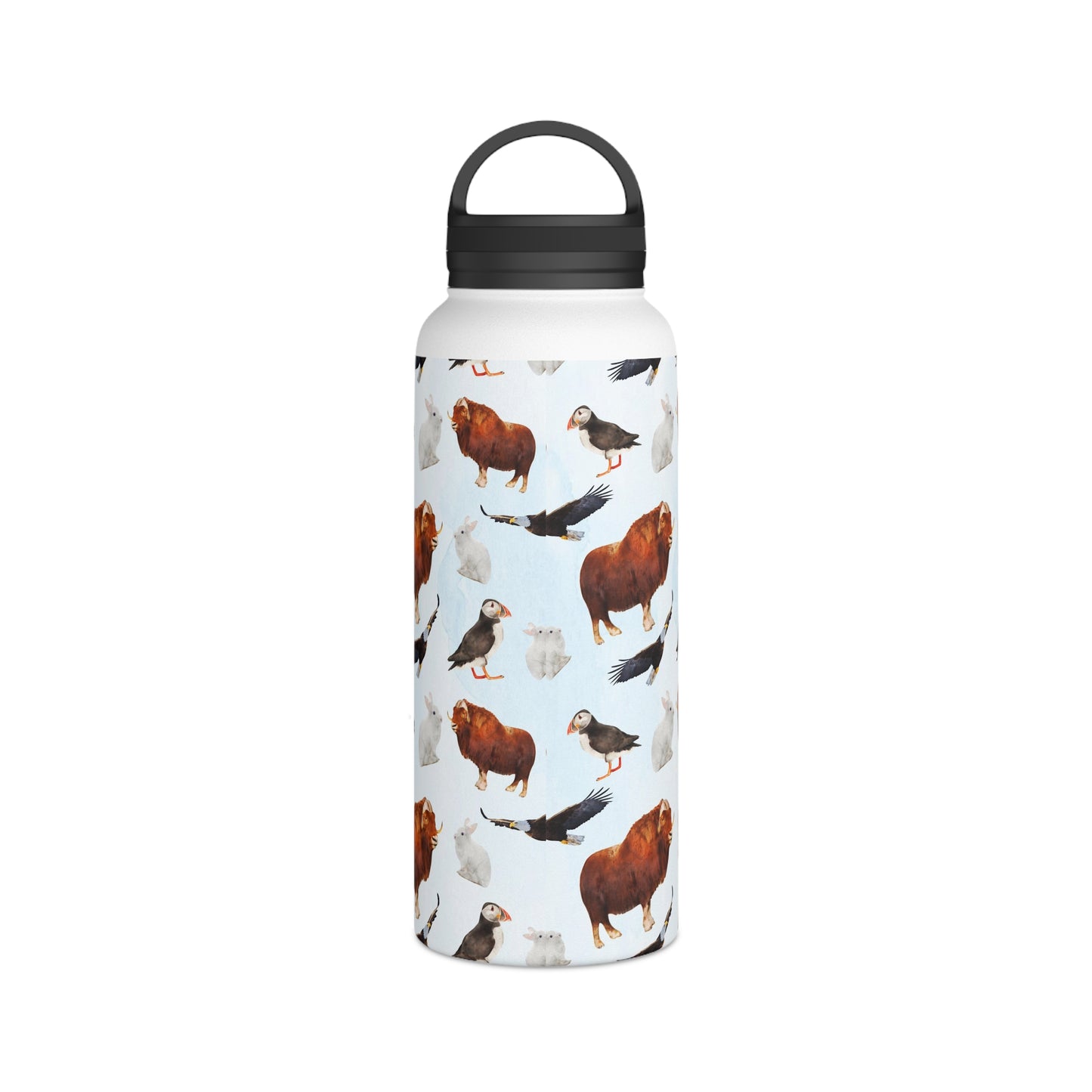Back To School Animals Stainless Steel Water Bottle, Handle Lid