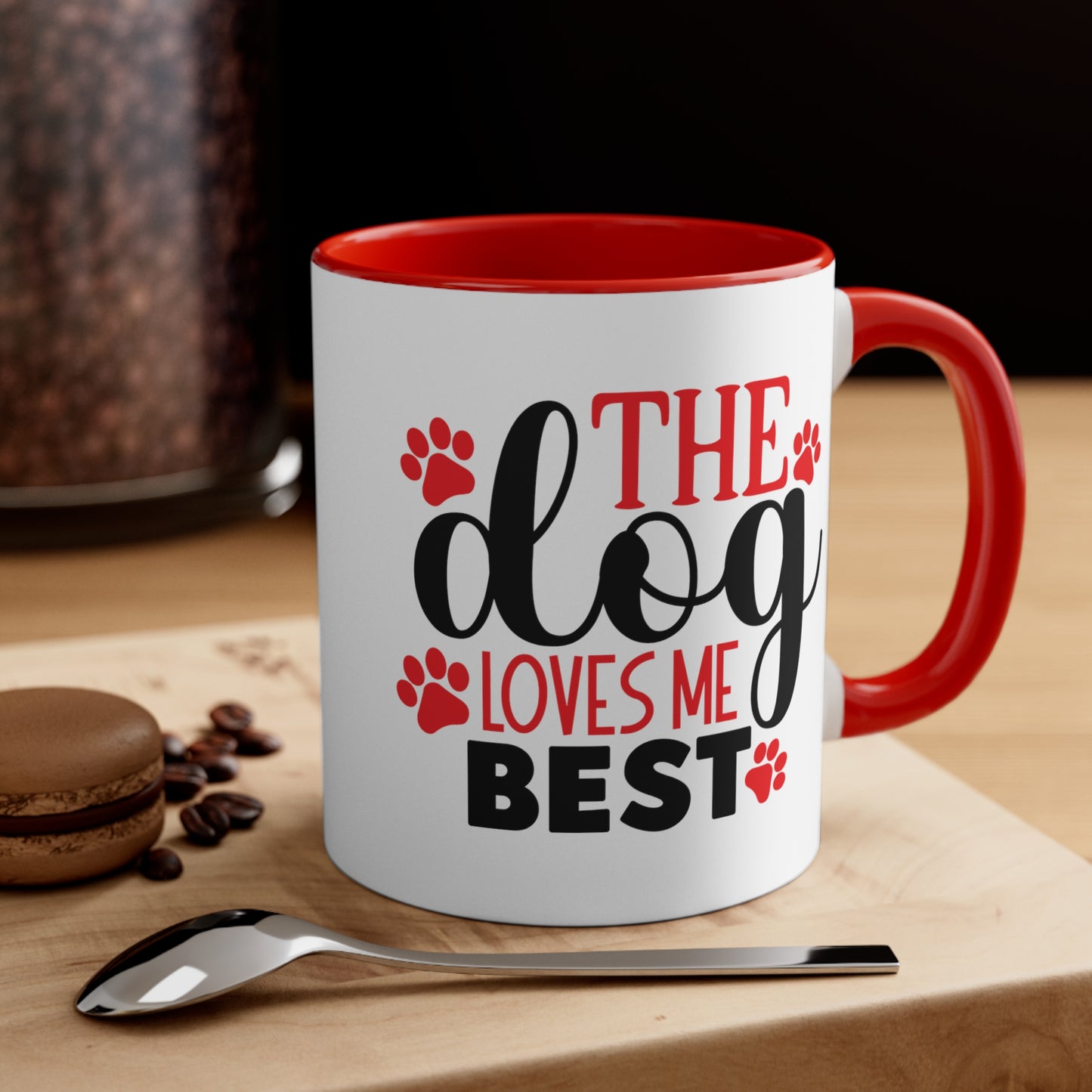 The Dog Love Me Best Valentines Day Accent Coffee Mug, 11oz