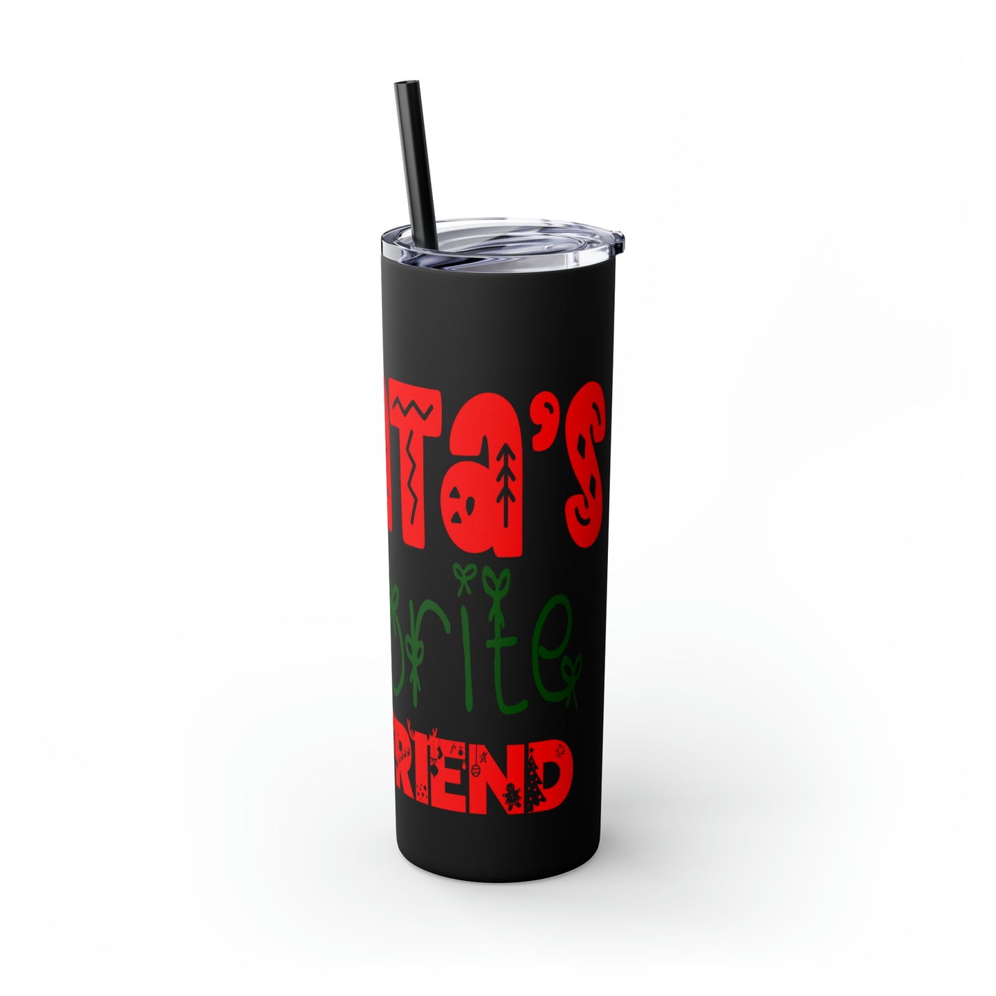 Santa's Favorite Boyfriend Skinny Tumbler with Straw, 20oz