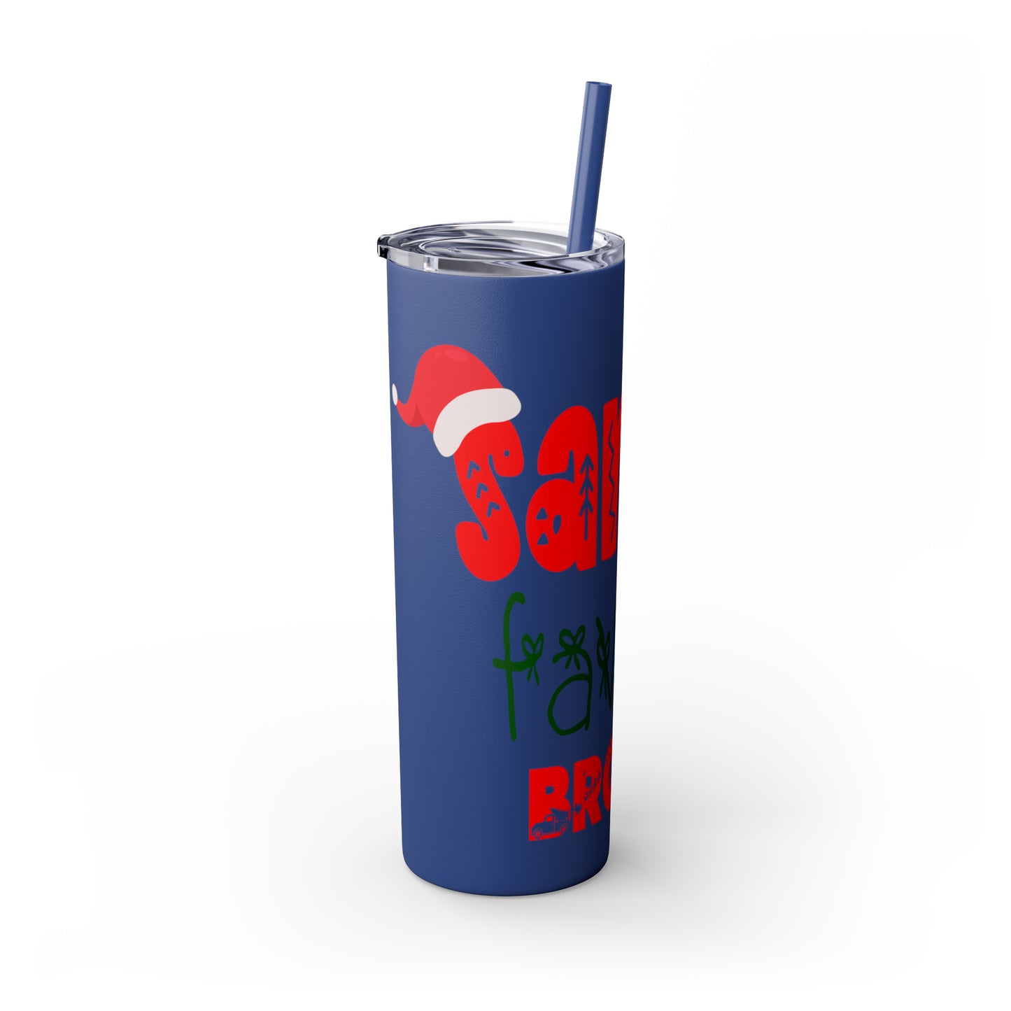 Santa's Favorite Brother Skinny Tumbler with Straw, 20oz