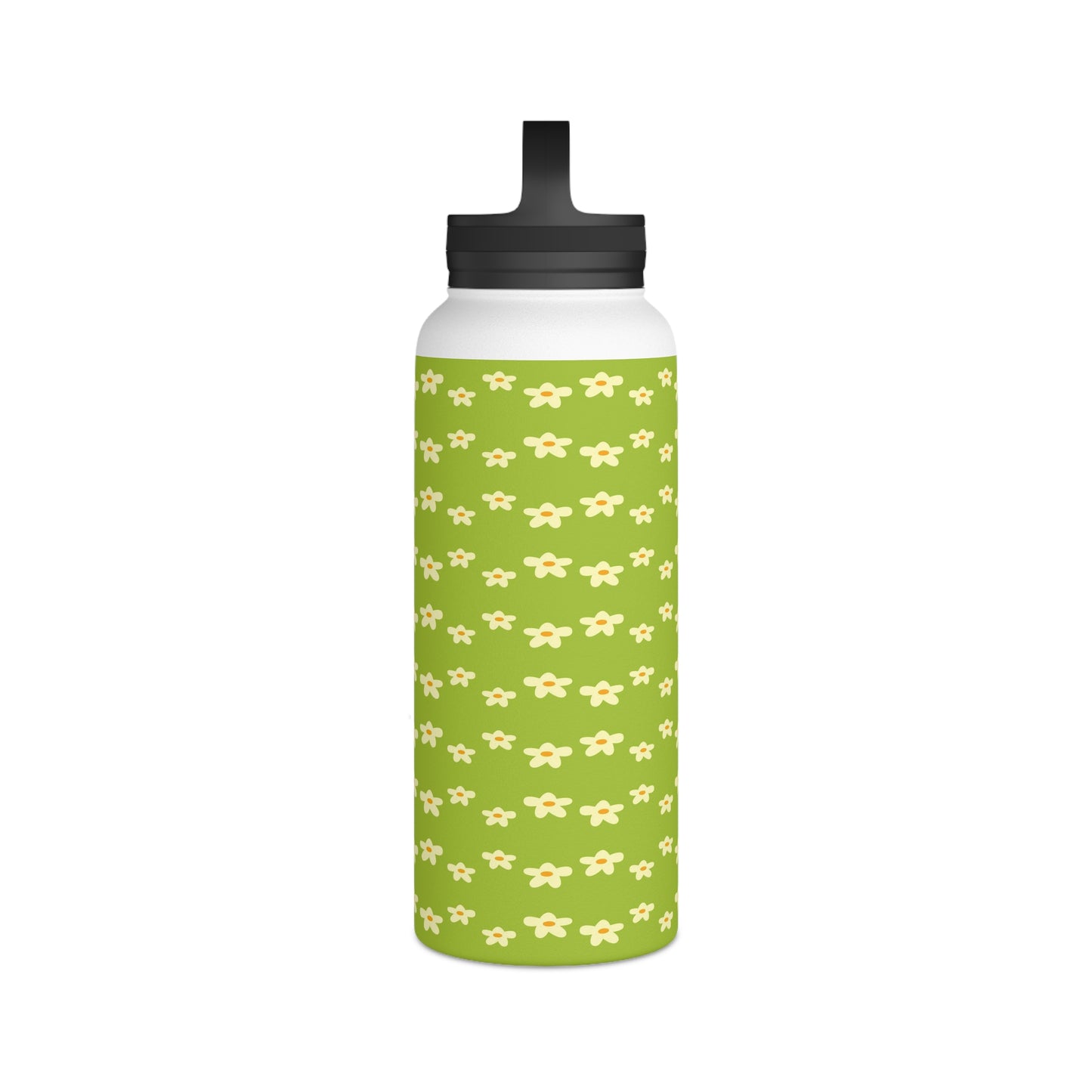 Back To School School Flowers Stainless Steel Water Bottle, Handle Lid