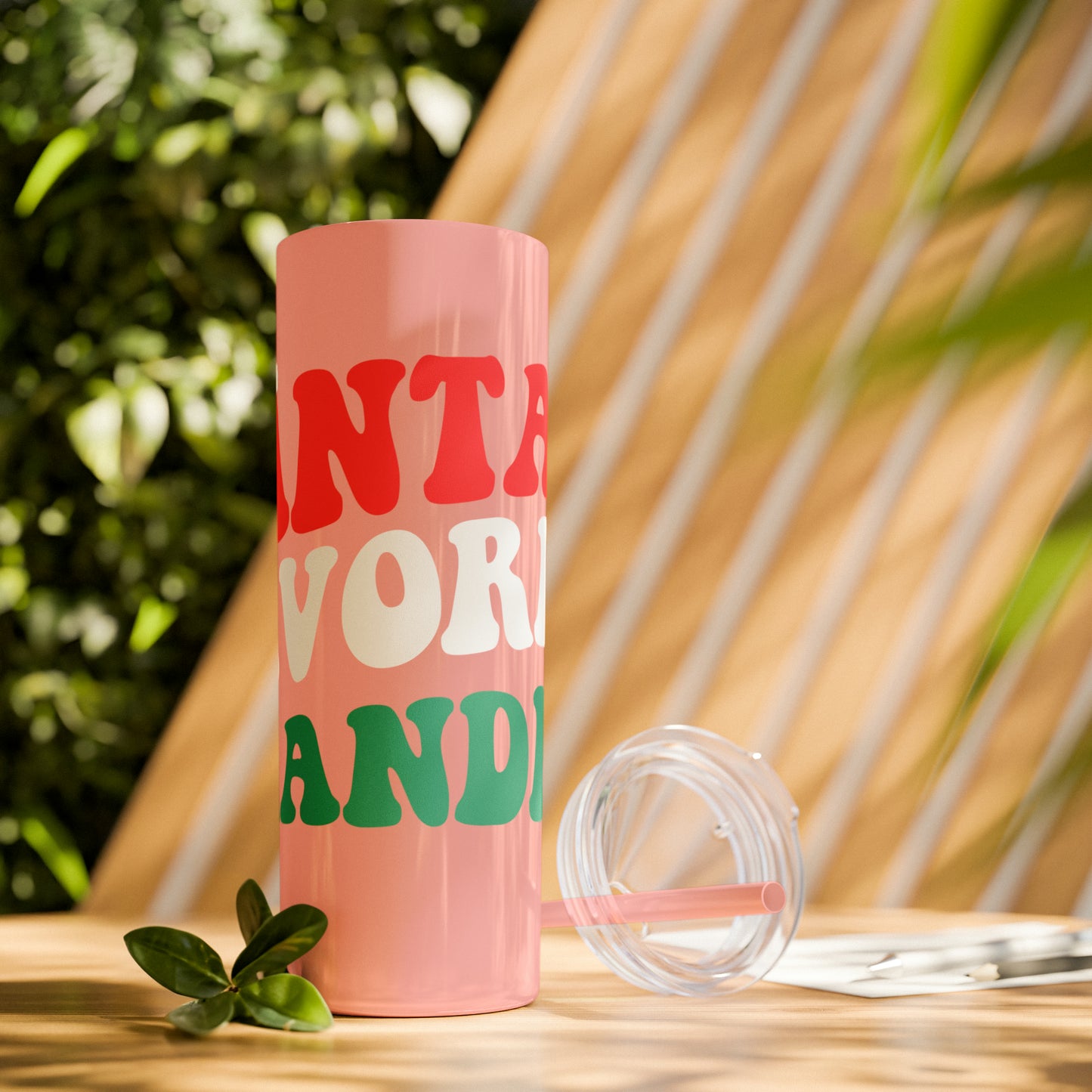 Santa's Favorite Grandma Skinny Tumbler with Straw, 20oz