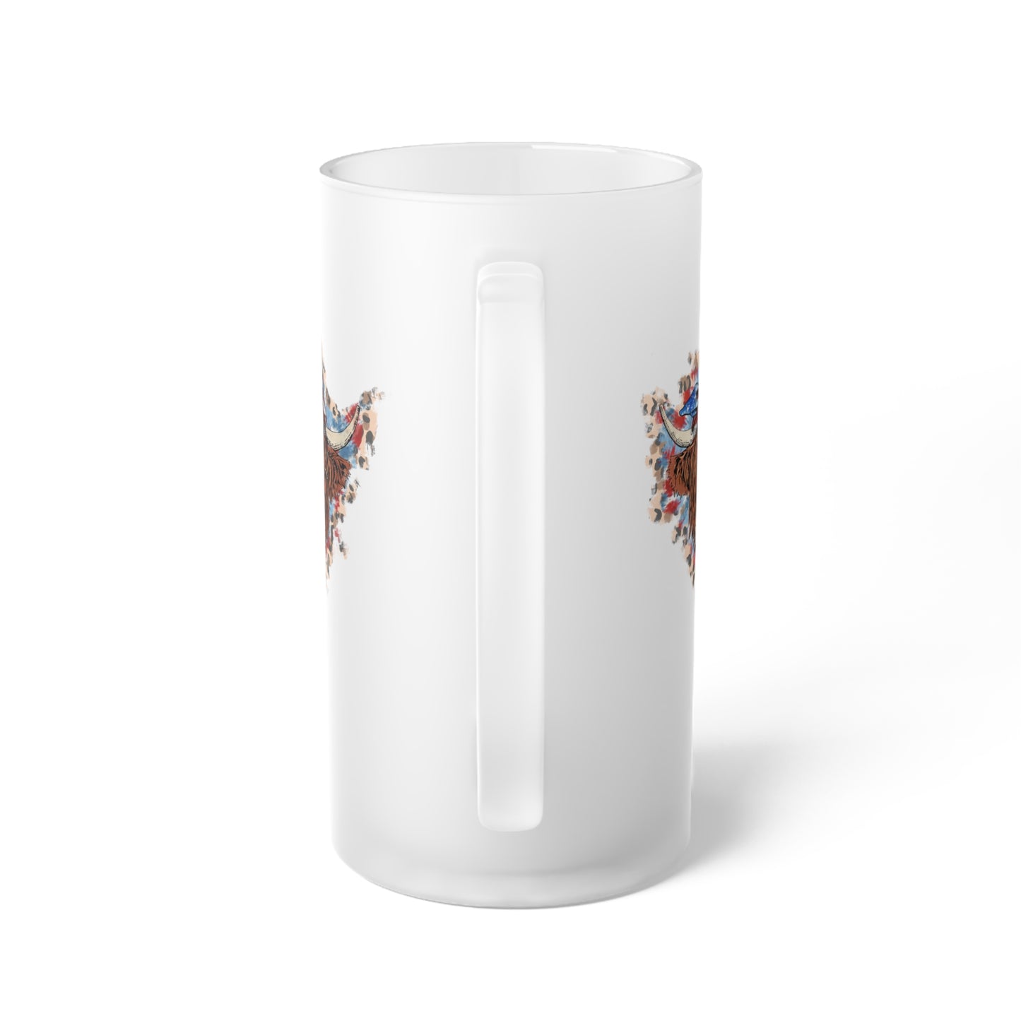American Cow Frosted Glass Beer Mug