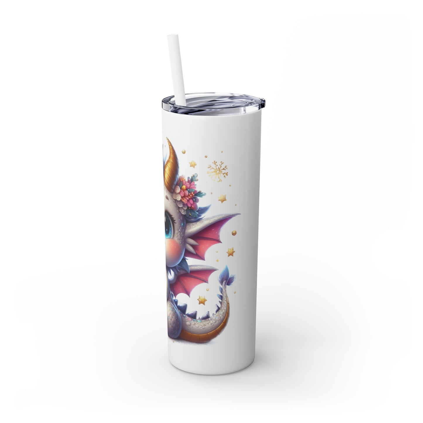 Happy New Year of Dragon Skinny Tumbler with Straw, 20oz