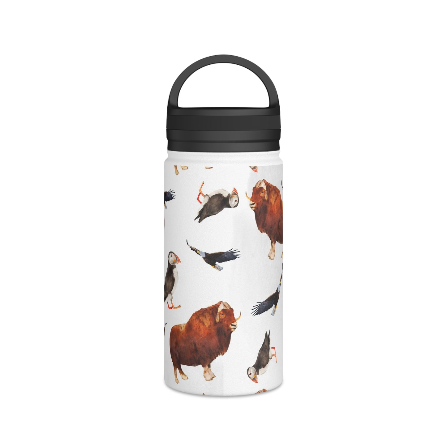 Back To School Animals Stainless Steel Water Bottle, Handle Lid
