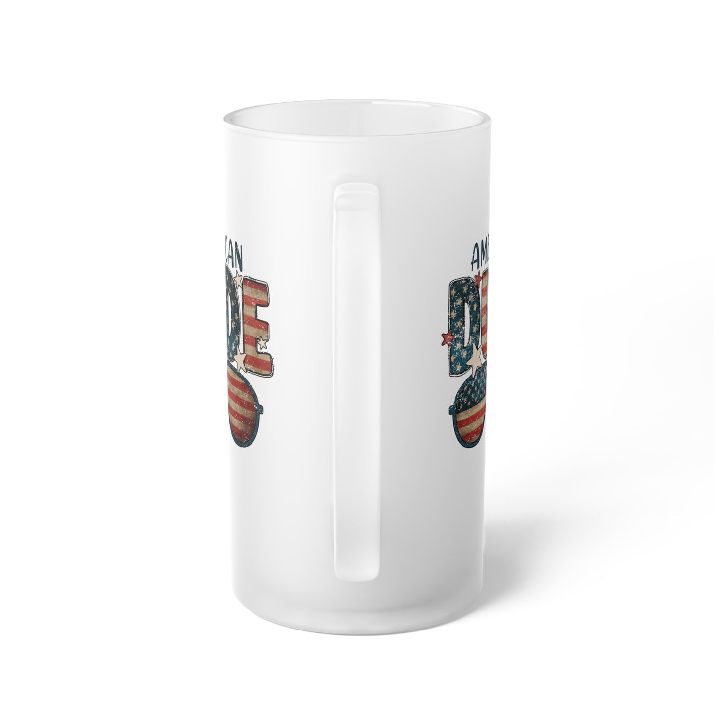 American Dude Frosted Glass Beer Mug