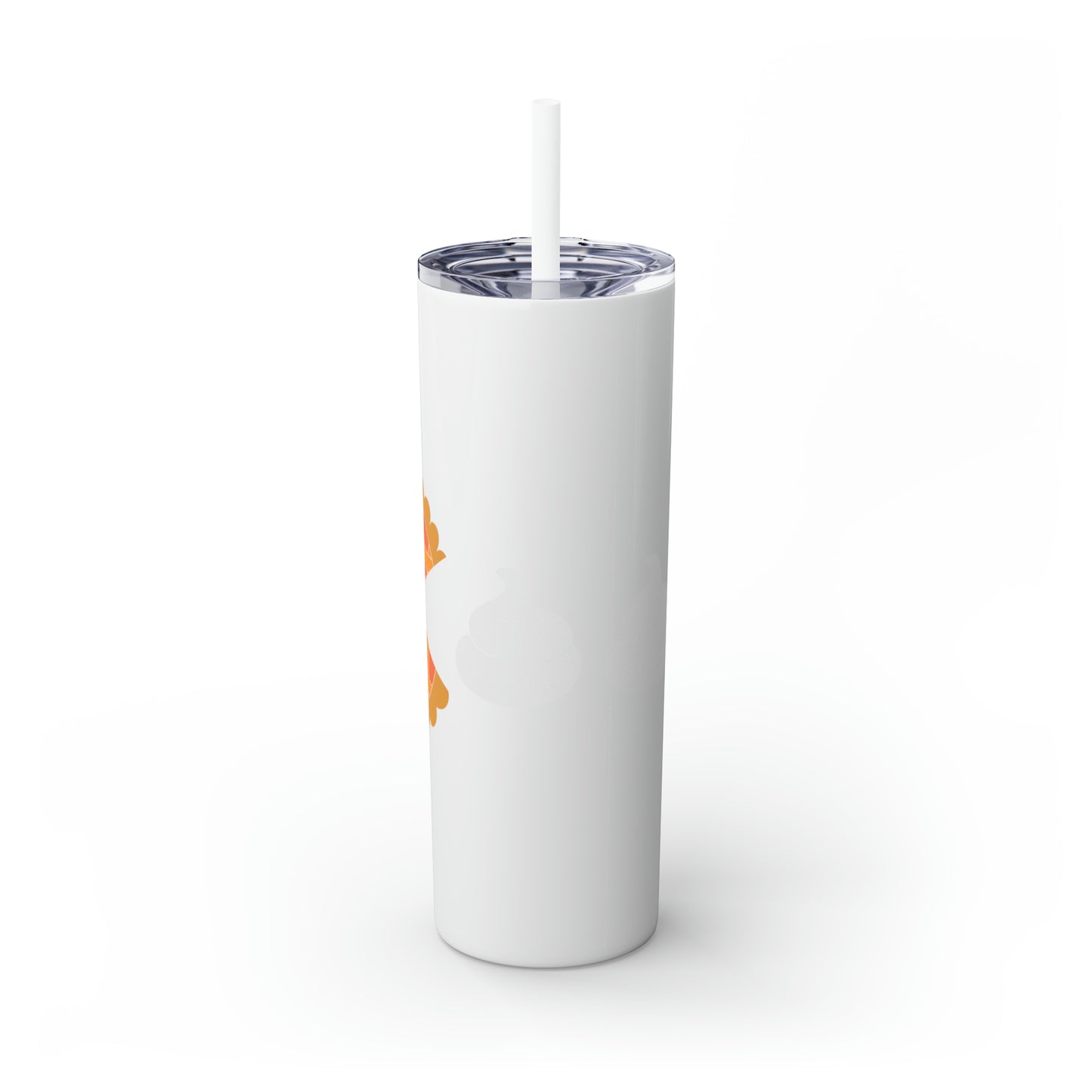 Pumpkin Pie & Whipped Cream (Pacman Themed) Thanksgiving Skinny Tumbler with Straw, 20oz