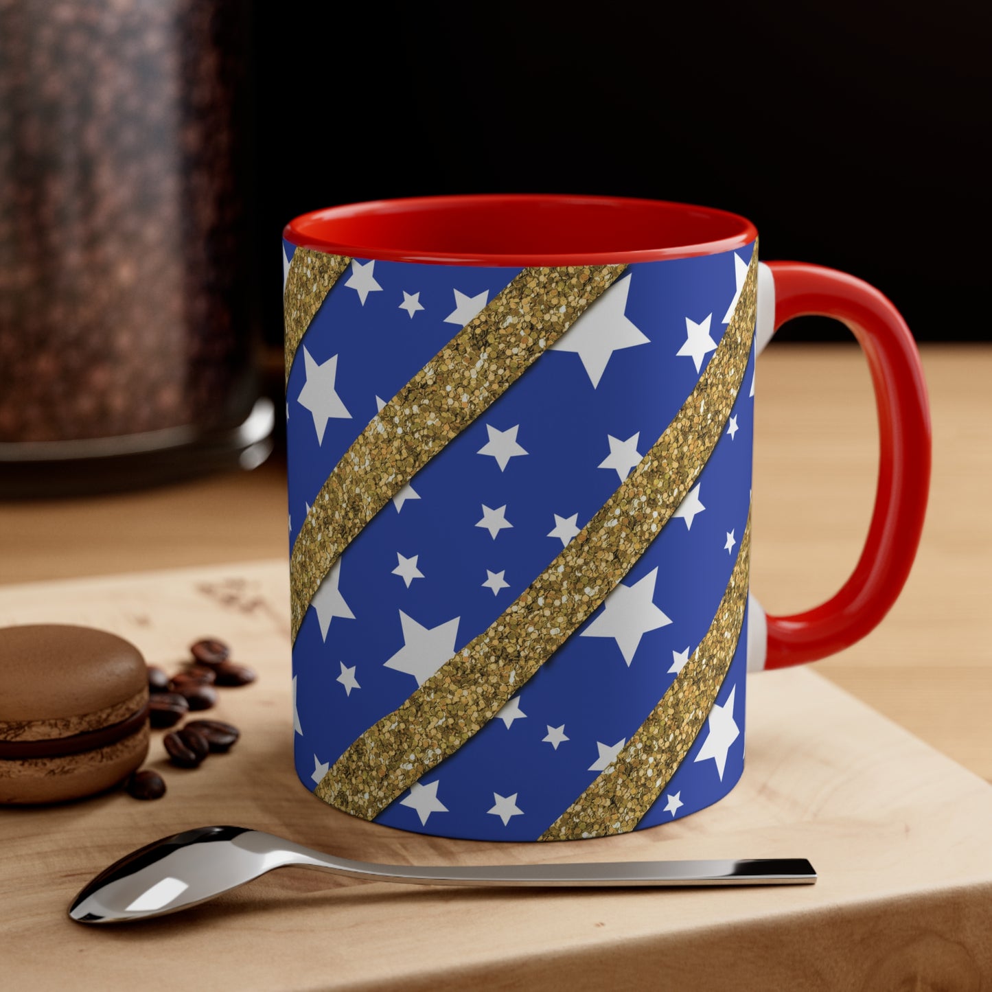 American Flag Themed Accent Coffee Mug, 11oz