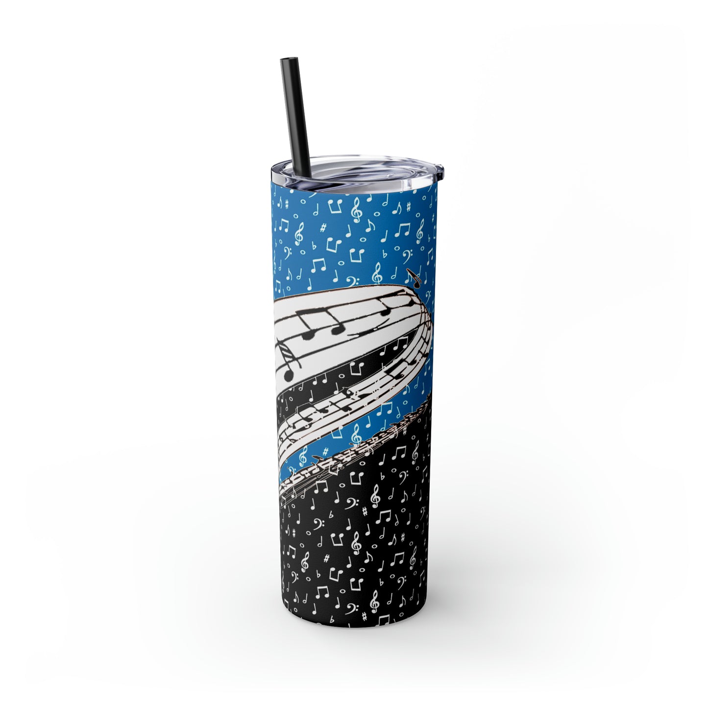 Musical Notes Skinny Tumbler with Straw, 20oz
