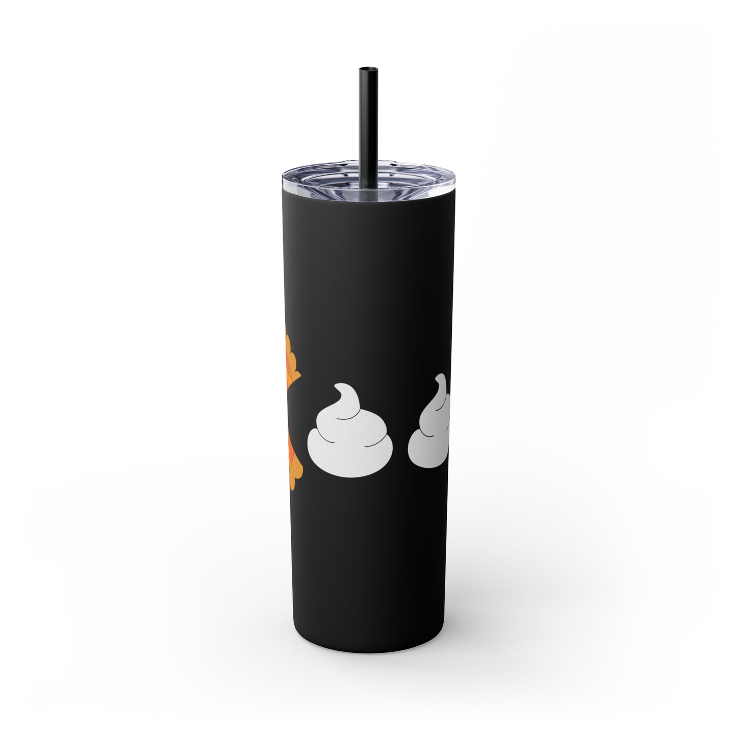 Pumpkin Pie & Whipped Cream (Pacman Themed) Thanksgiving Skinny Tumbler with Straw, 20oz