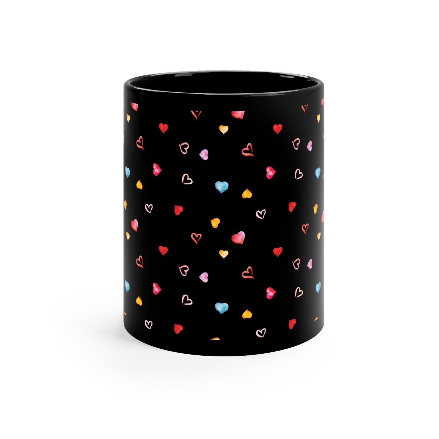 Valentine's Day Hearts 11oz Black Mug