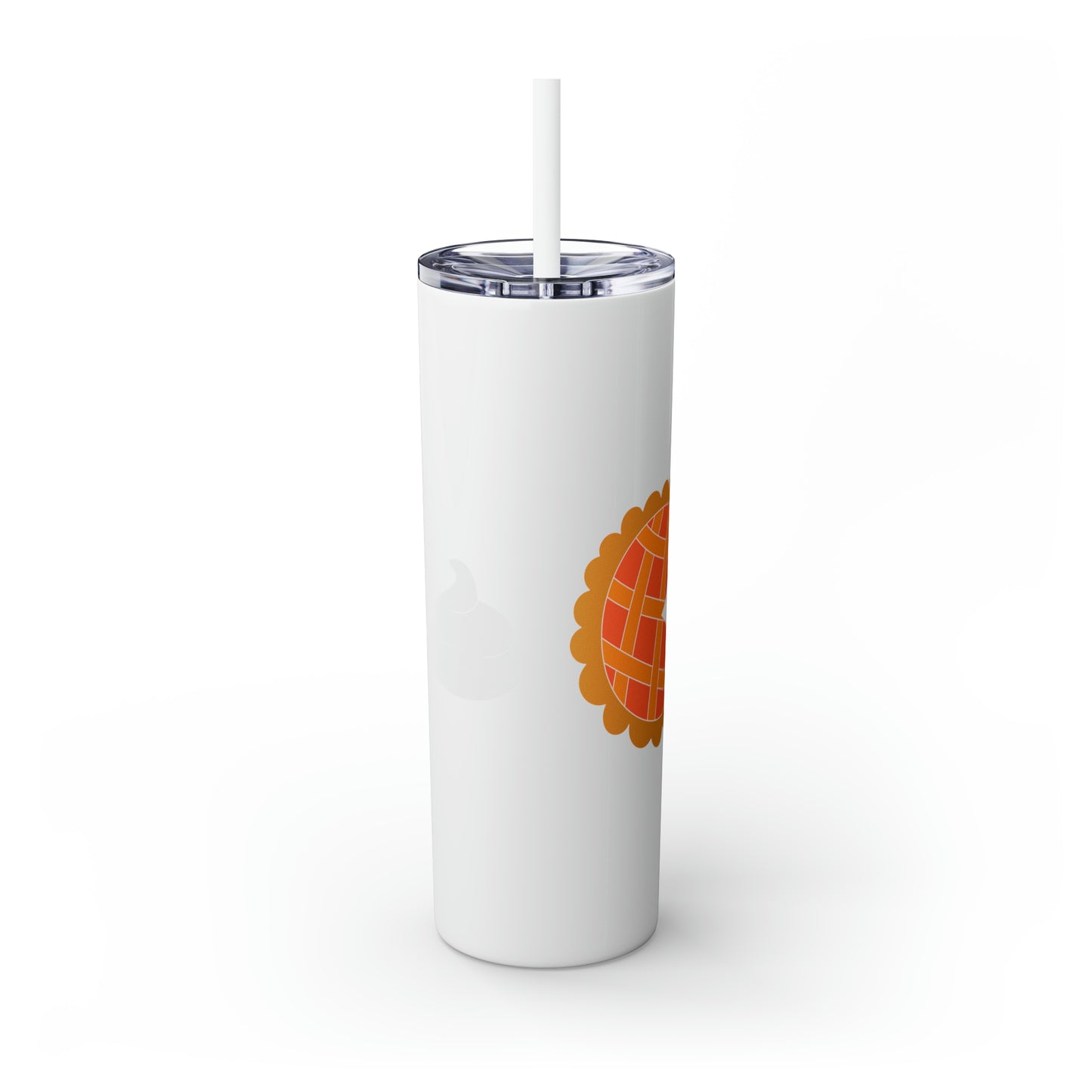 Pumpkin Pie & Whipped Cream (Pacman Themed) Thanksgiving Skinny Tumbler with Straw, 20oz