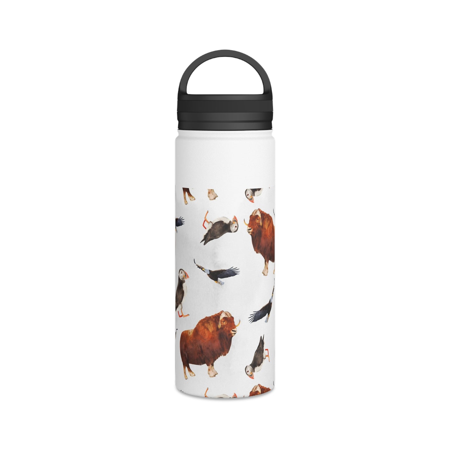 Back To School Animals Stainless Steel Water Bottle, Handle Lid