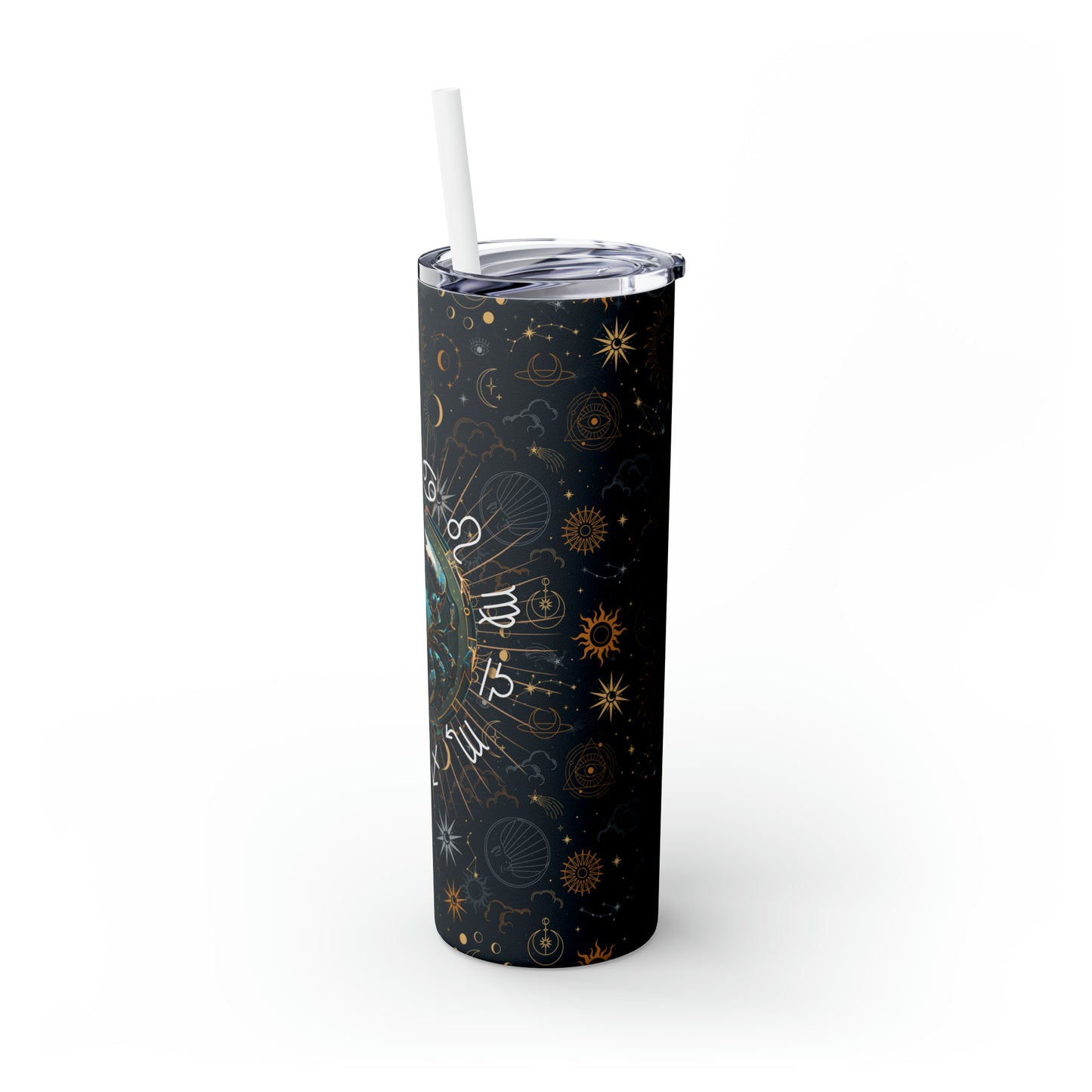 Cancer Zodiac Skinny Tumbler with Straw Astrology Insulated Mug Bridesmaids Gift Bachelorette Party Favor Birthday Gift