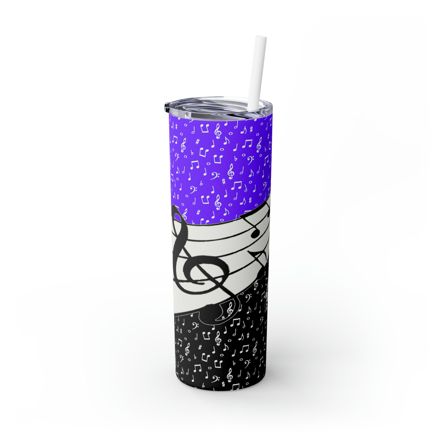 Musical Notes Skinny Tumbler with Straw, 20oz
