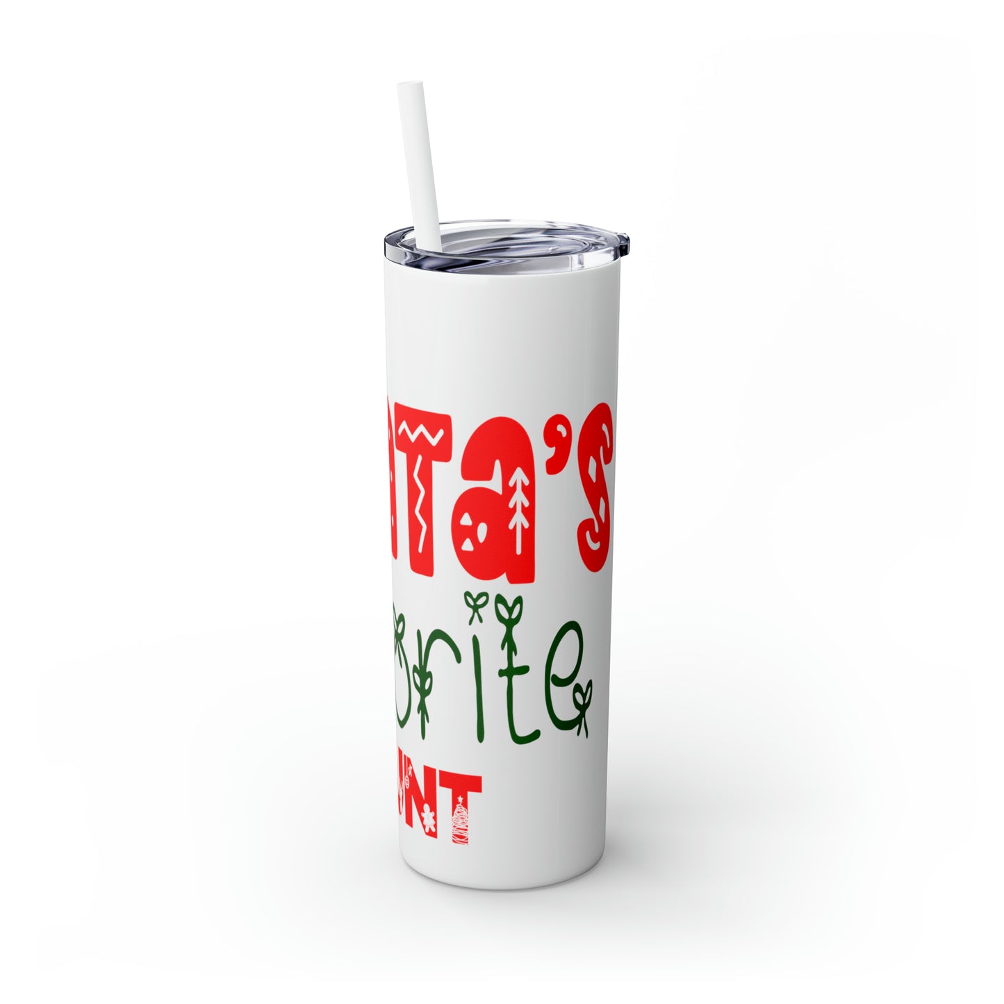 Santa's Favorite Aunt Skinny Tumbler with Straw, 20oz
