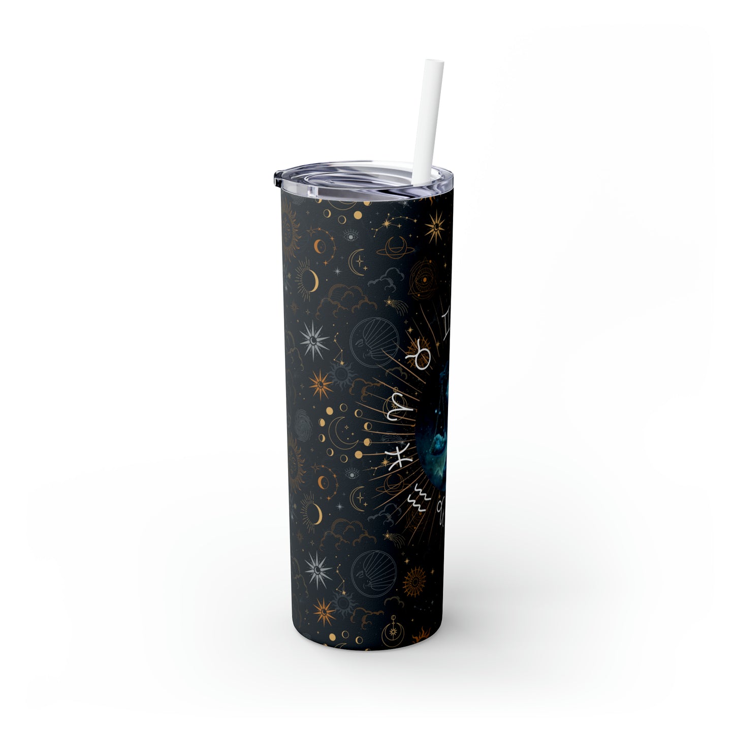 Libra Zodiac Skinny Tumbler with Straw Astrology Insulated Mug Bridesmaids Gift Bachelorette Party Favor Birthday Gift