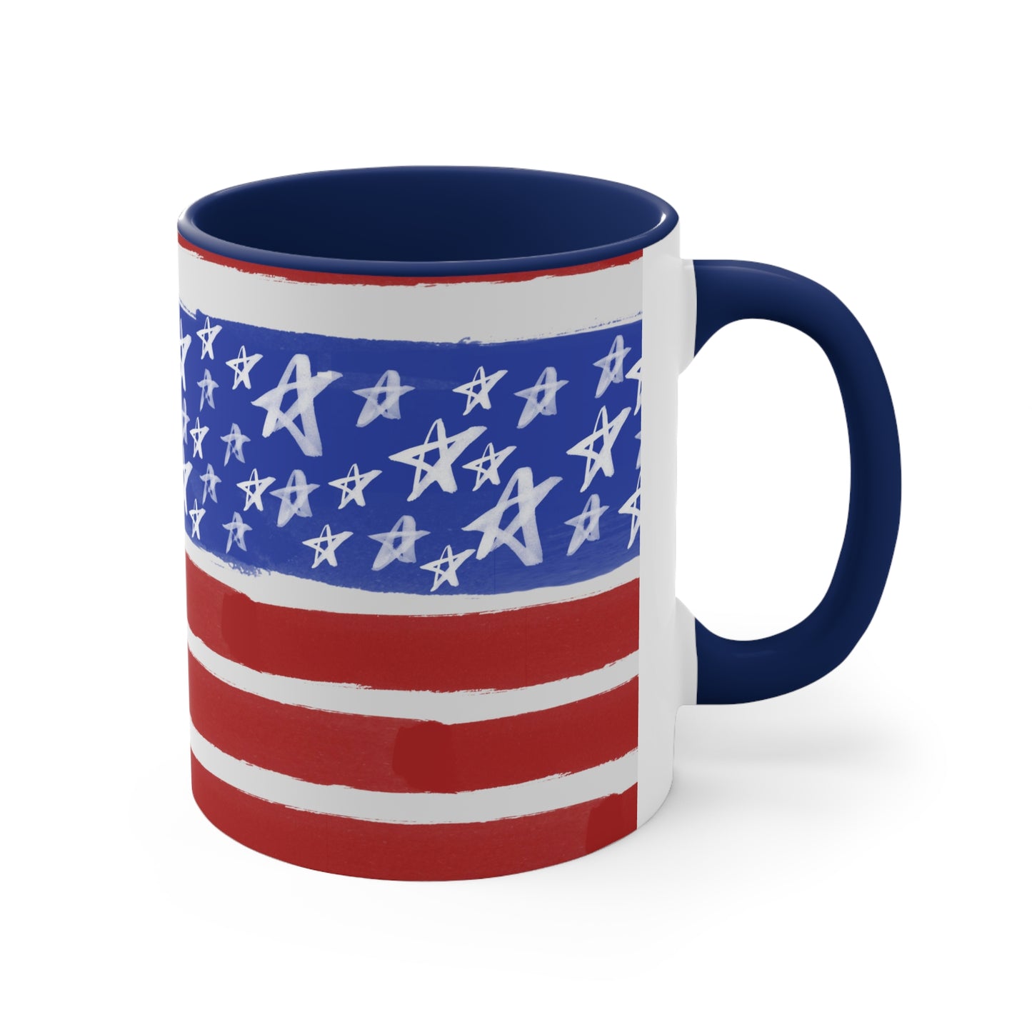 American Flag Themed Accent Coffee Mug, 11oz