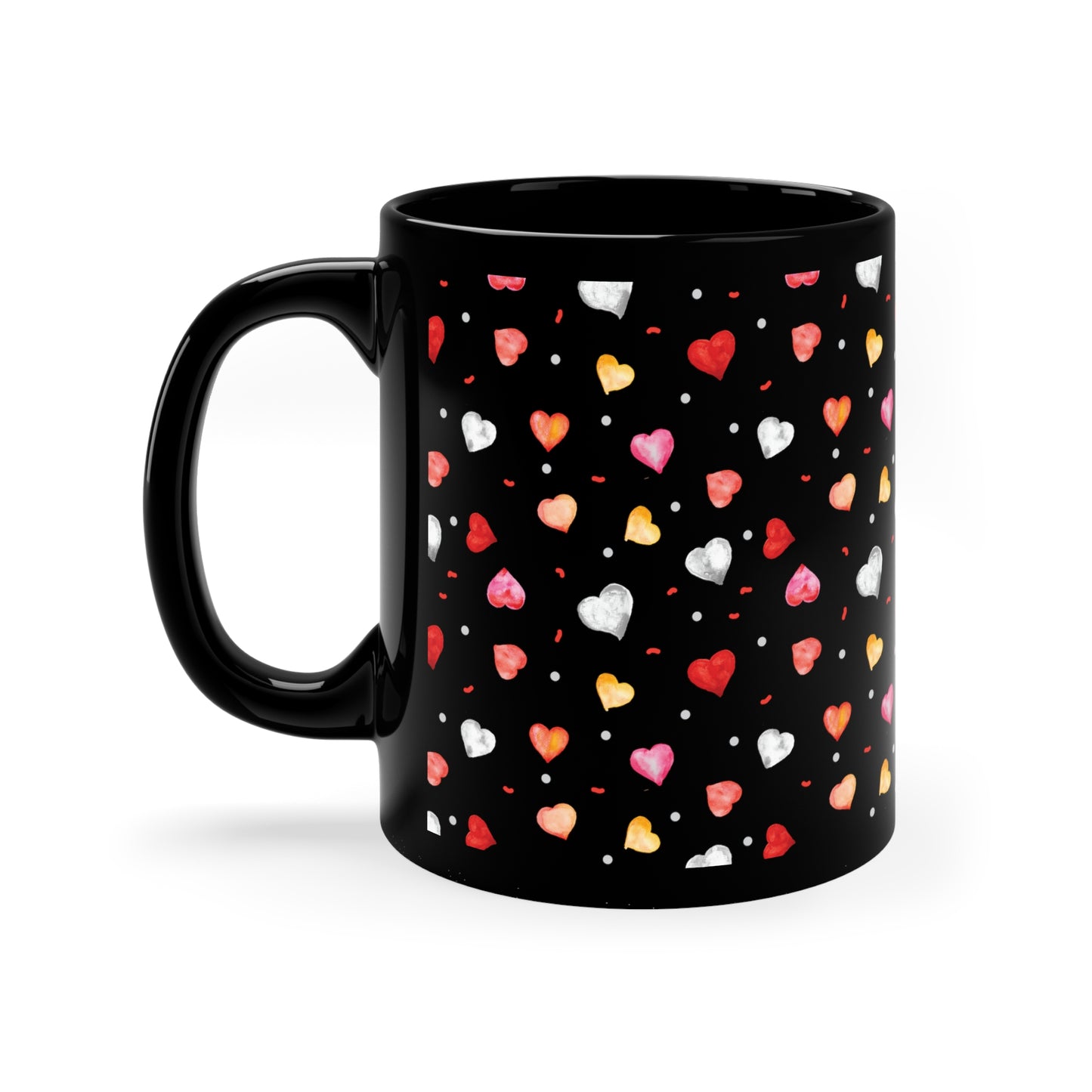 Valentine's Day Hearts 11oz Black Mug