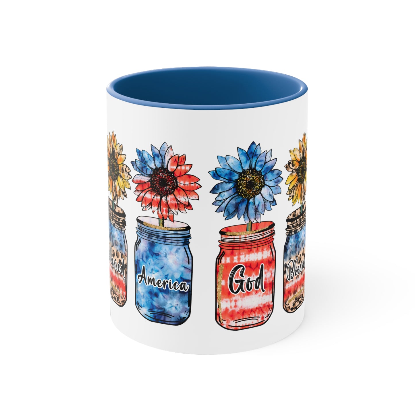 God Bless America Accent Coffee Mug, 11oz