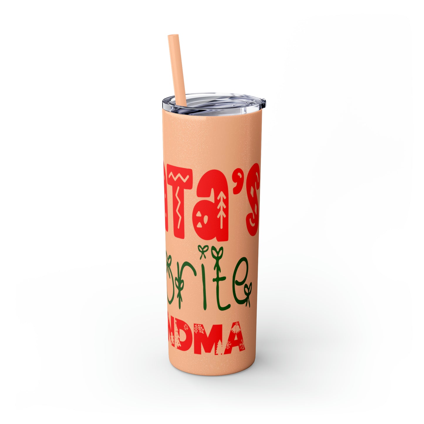 Santa's Favorite Grandma Skinny Tumbler with Straw, 20oz