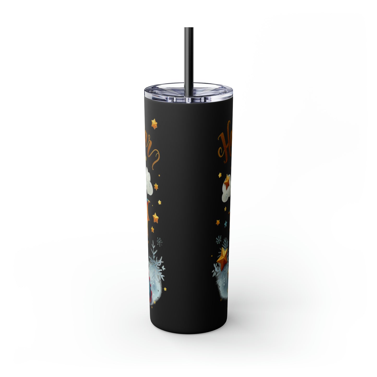 Happy New Year of Dragon Skinny Tumbler with Straw, 20oz