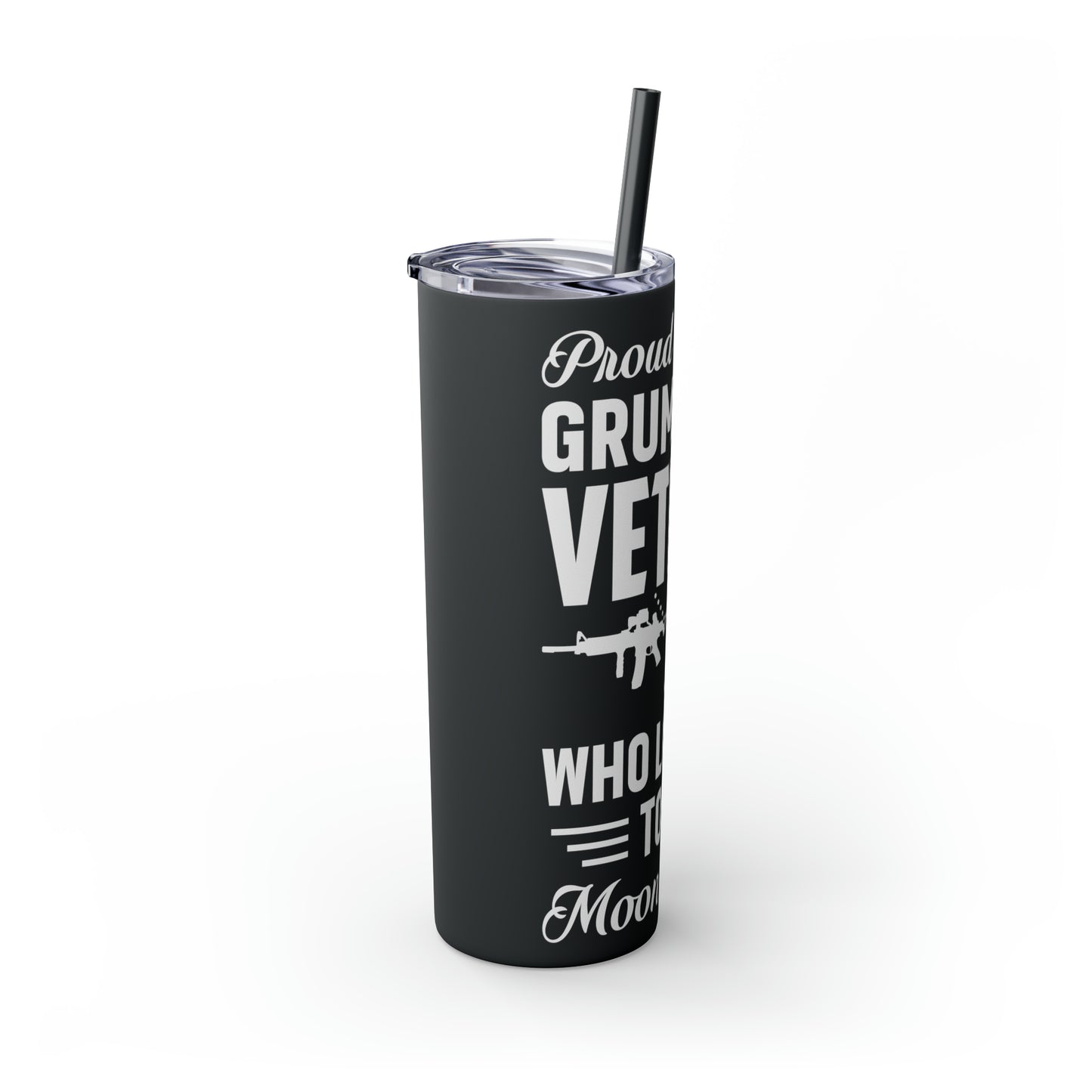 Proud Wife of a Grumpy Old Veteran Skinny Tumbler with Straw, 20oz
