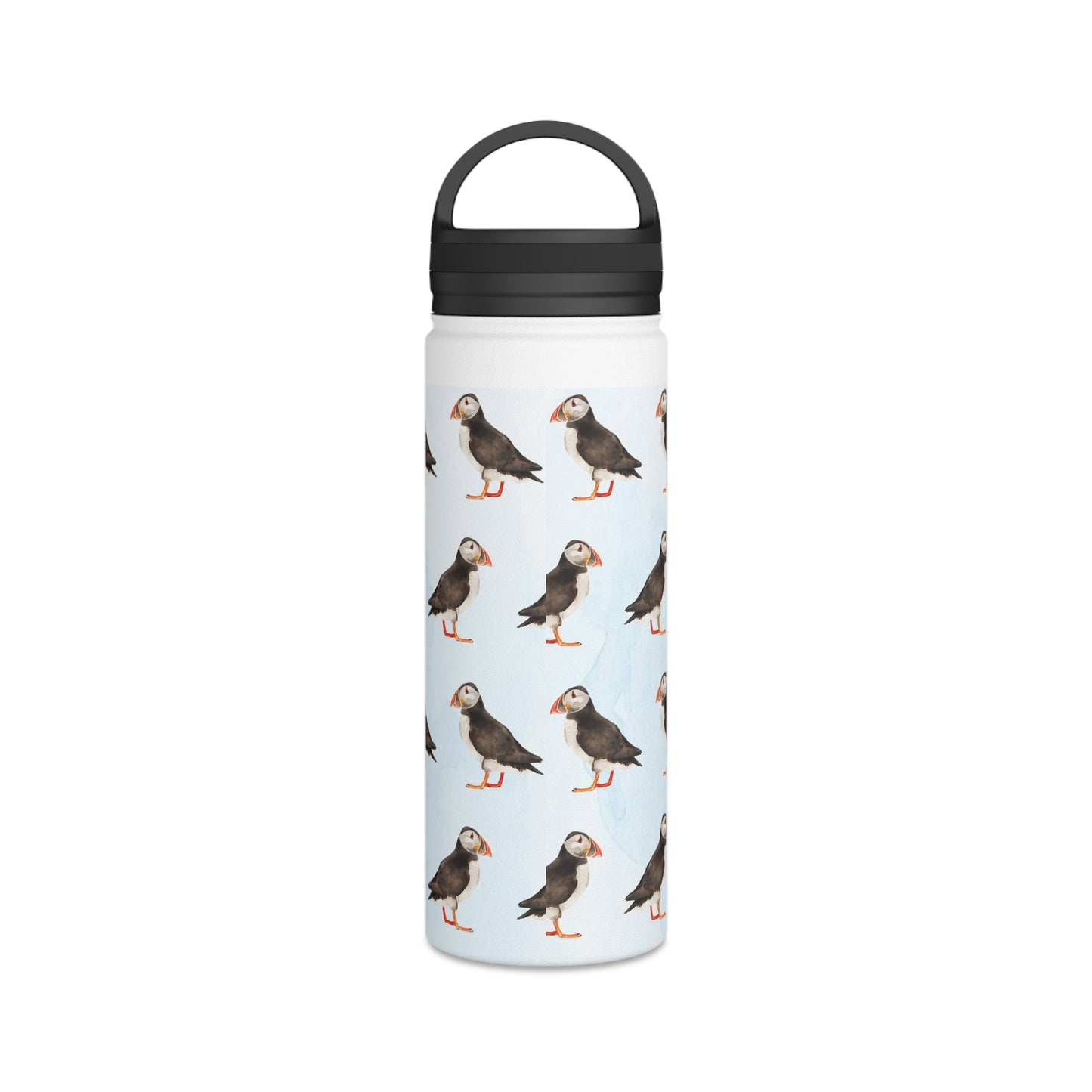 Back To School Puffins Stainless Steel Water Bottle, Handle Lid