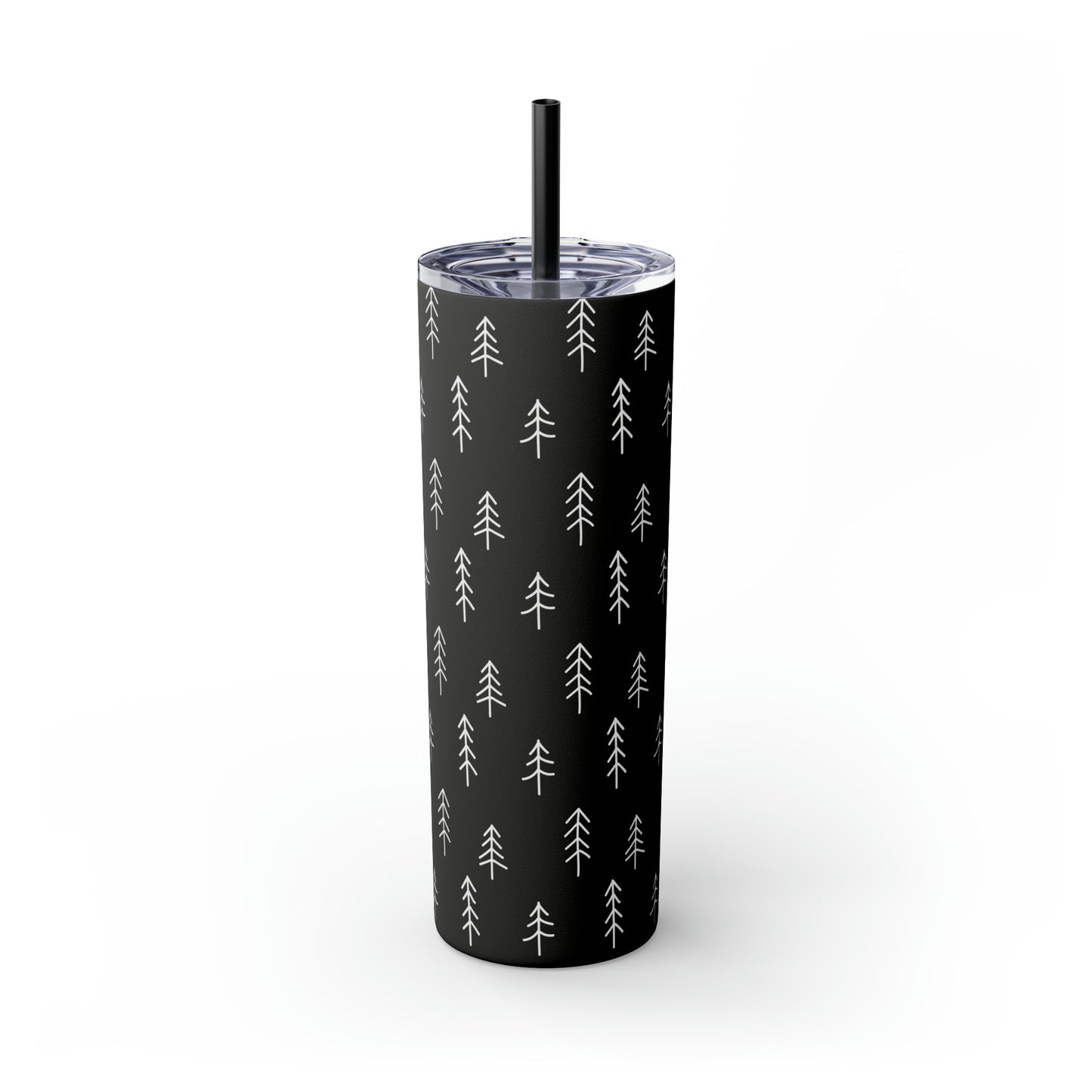 Nordic Black & White Trees Skinny Tumbler with Straw, 20oz