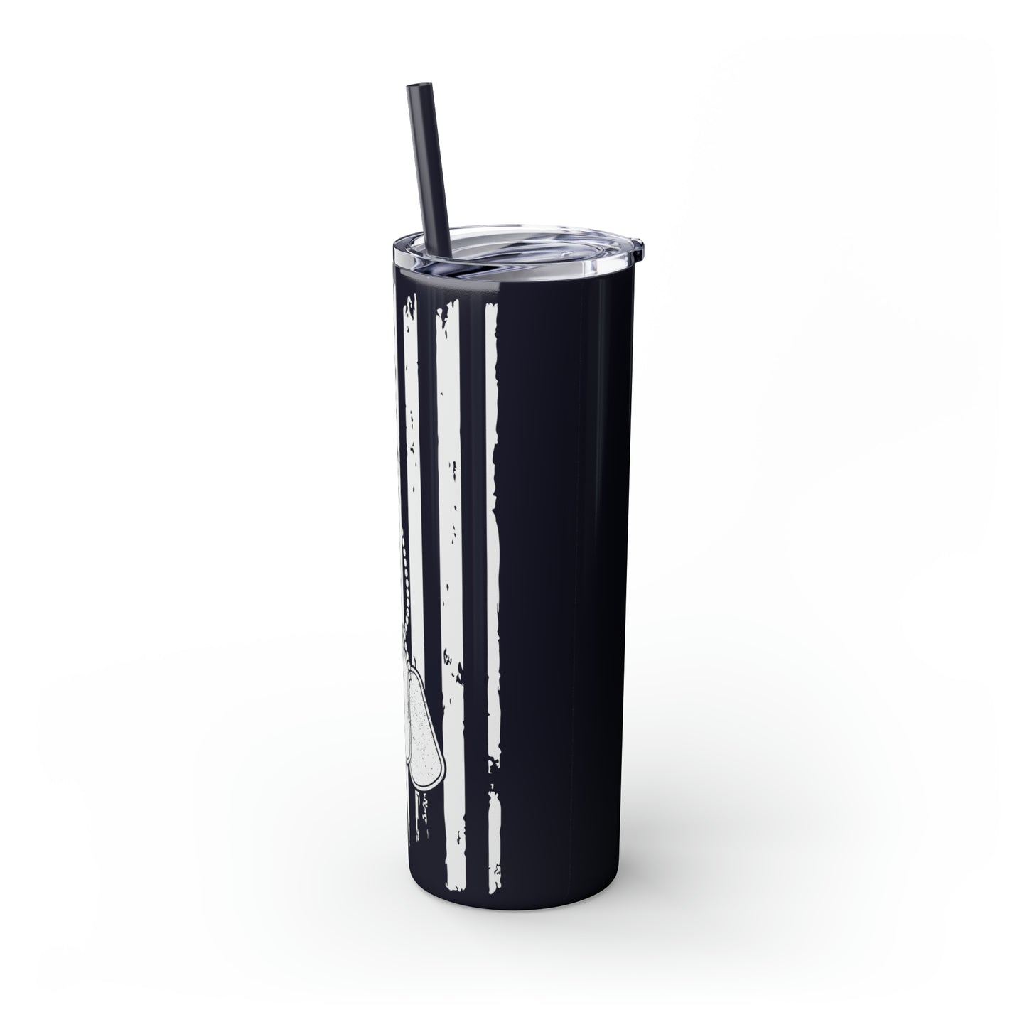 Flag with Tags Veterans Day Skinny Tumbler with Straw, 20oz