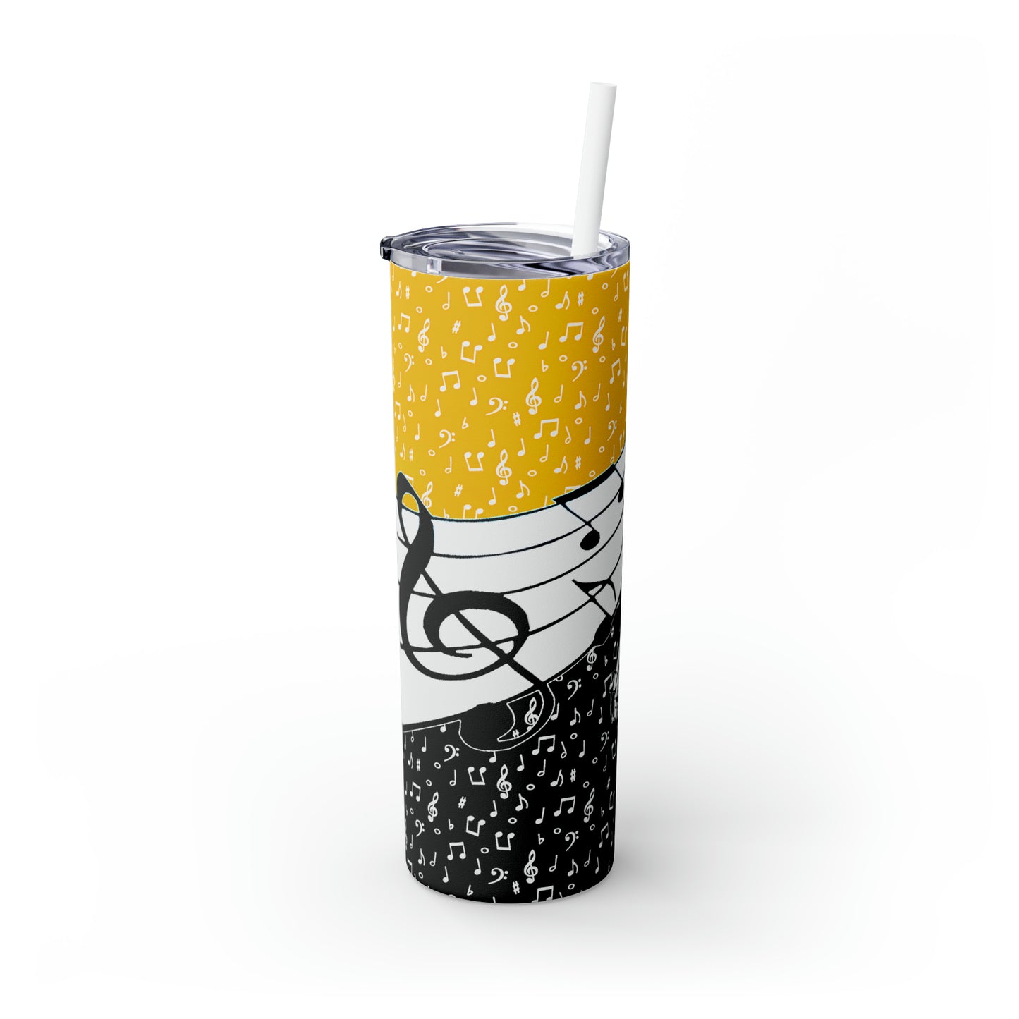 Musical Notes Skinny Tumbler with Straw, 20oz