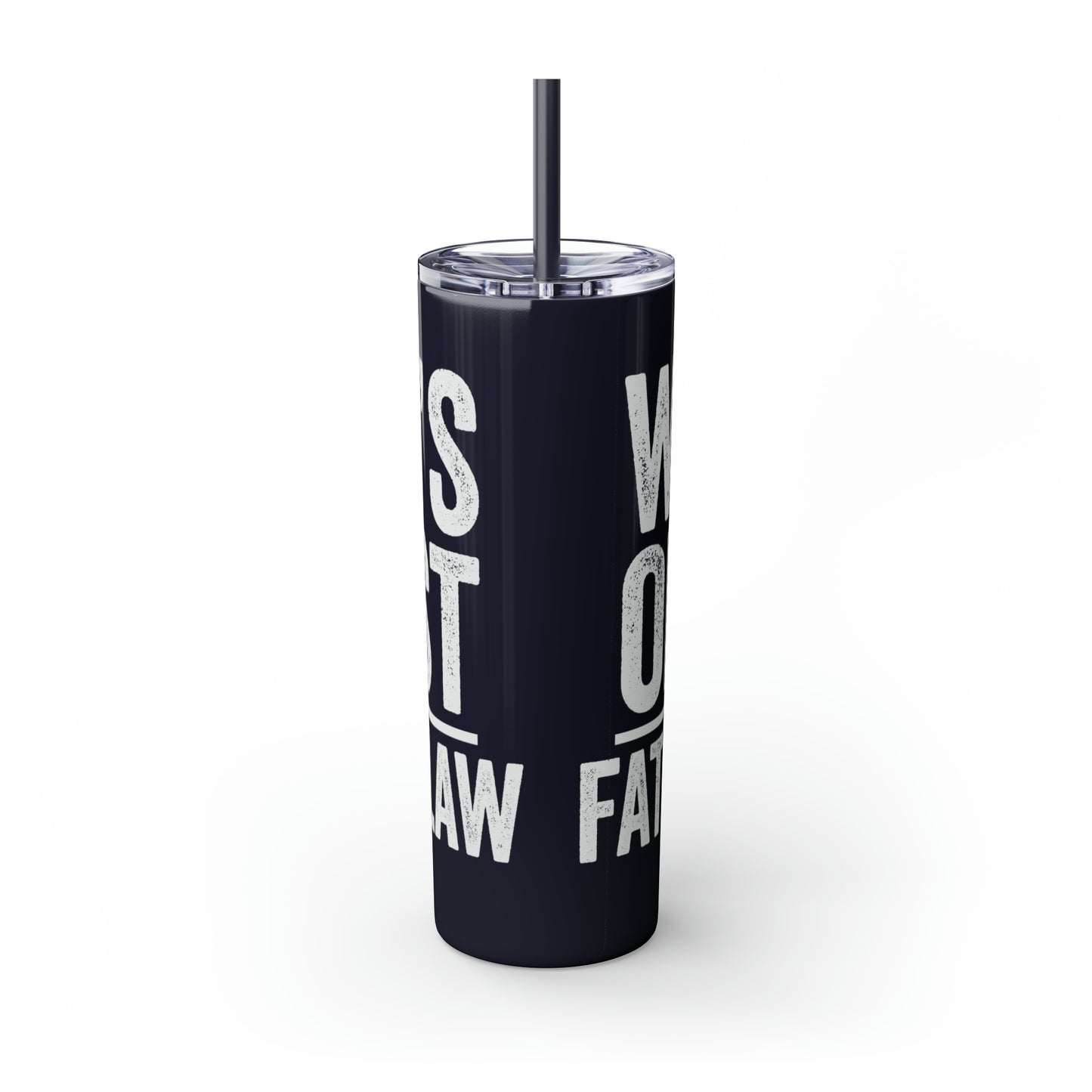 World's  Okayest Father-In-Law Skinny Tumbler with Straw, 20oz