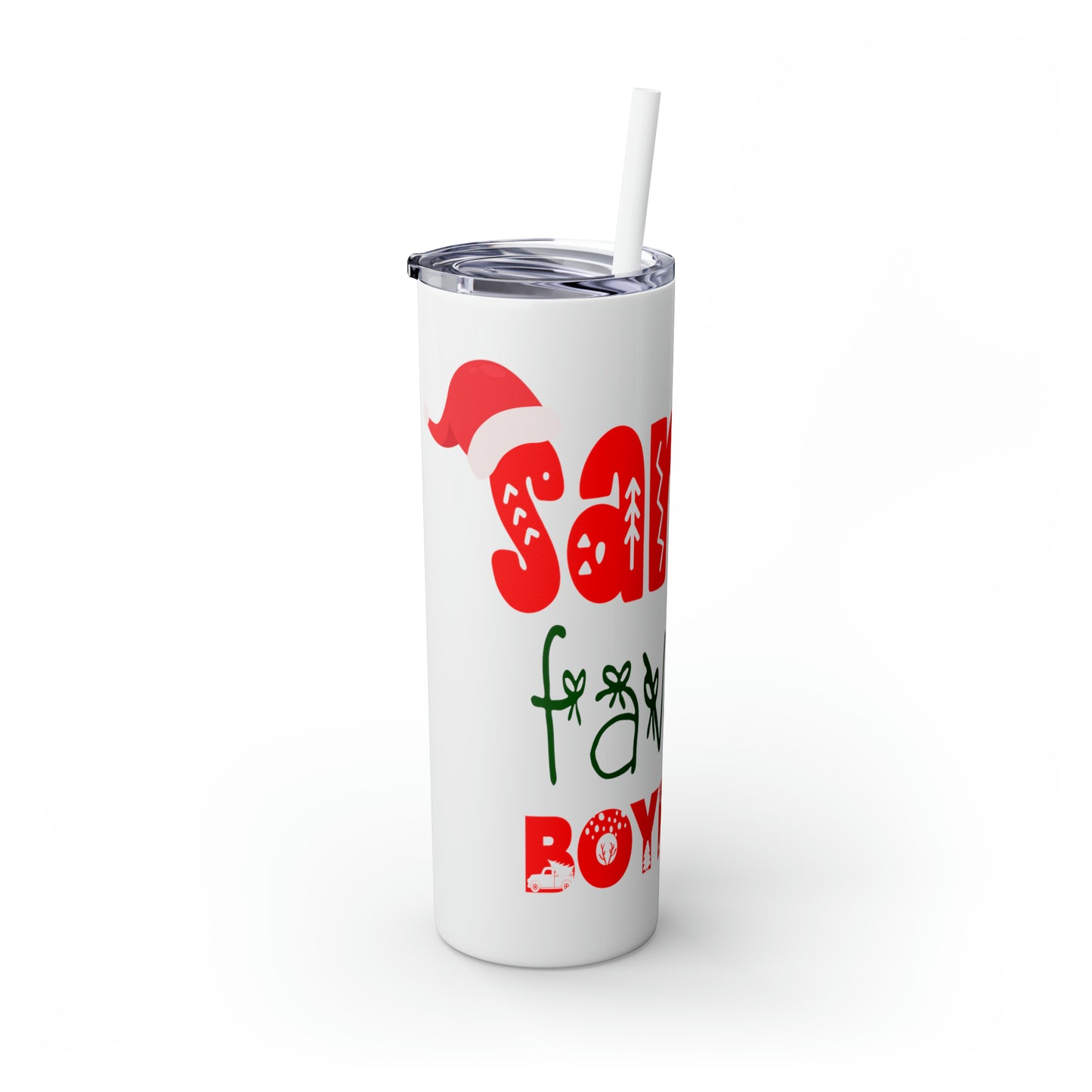 Santa's Favorite Boyfriend Skinny Tumbler with Straw, 20oz