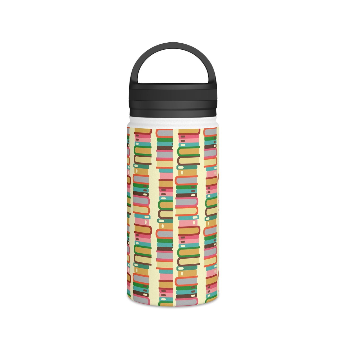 Back To School Books Stainless Steel Water Bottle, Handle Lid