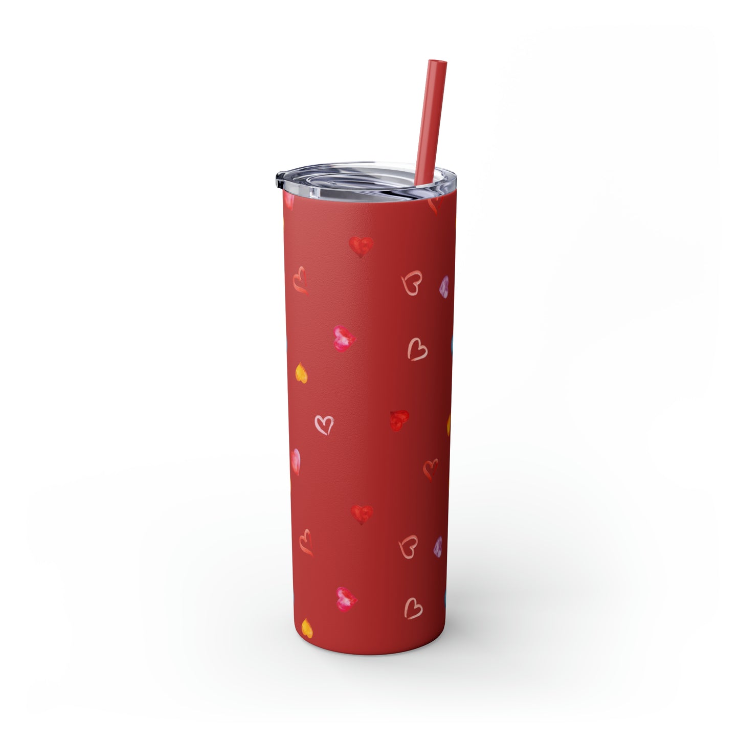 Valentine's Hearts Skinny Tumbler with Straw, 20oz
