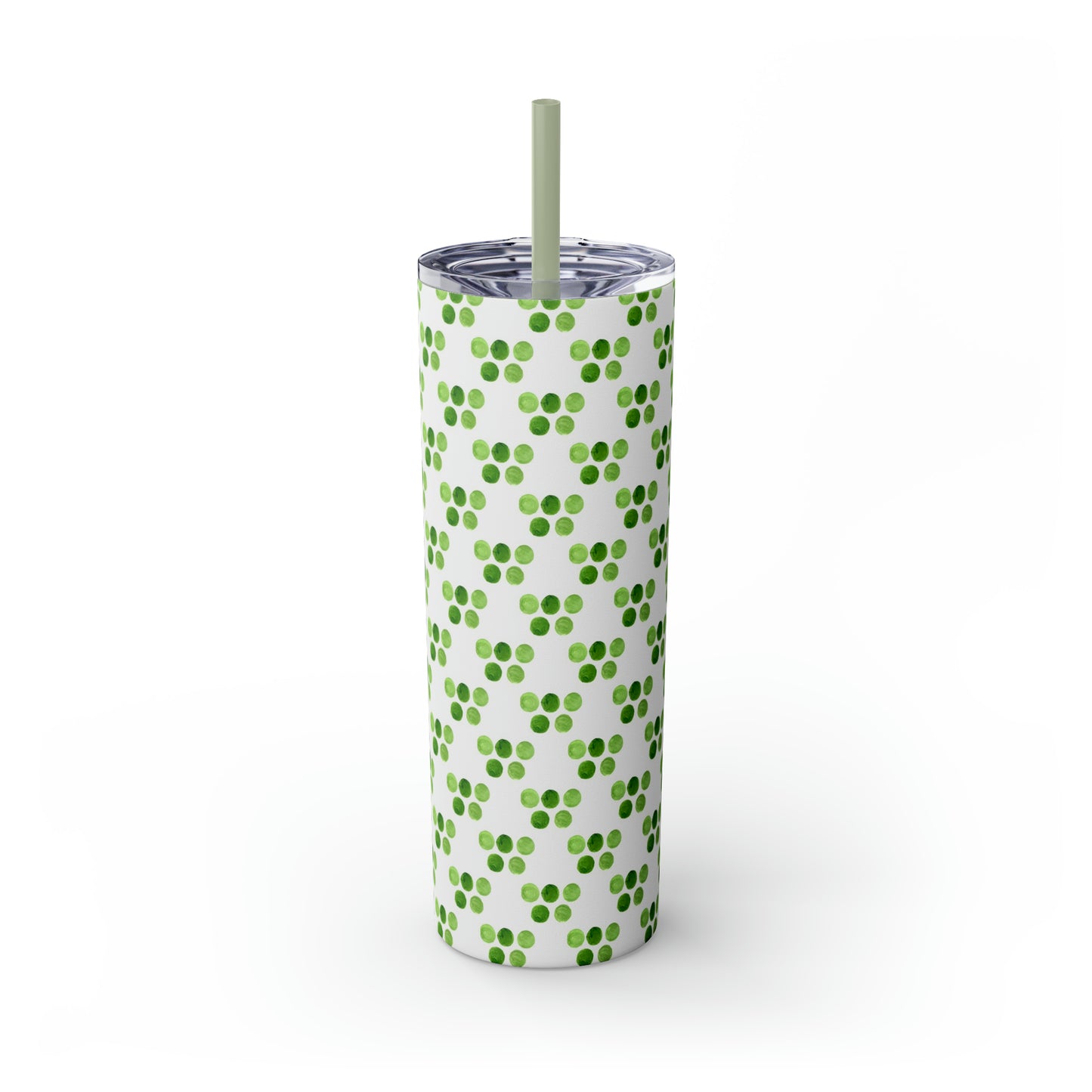 St Patricks Day Polka Dots Skinny Tumbler with Straw, 20oz