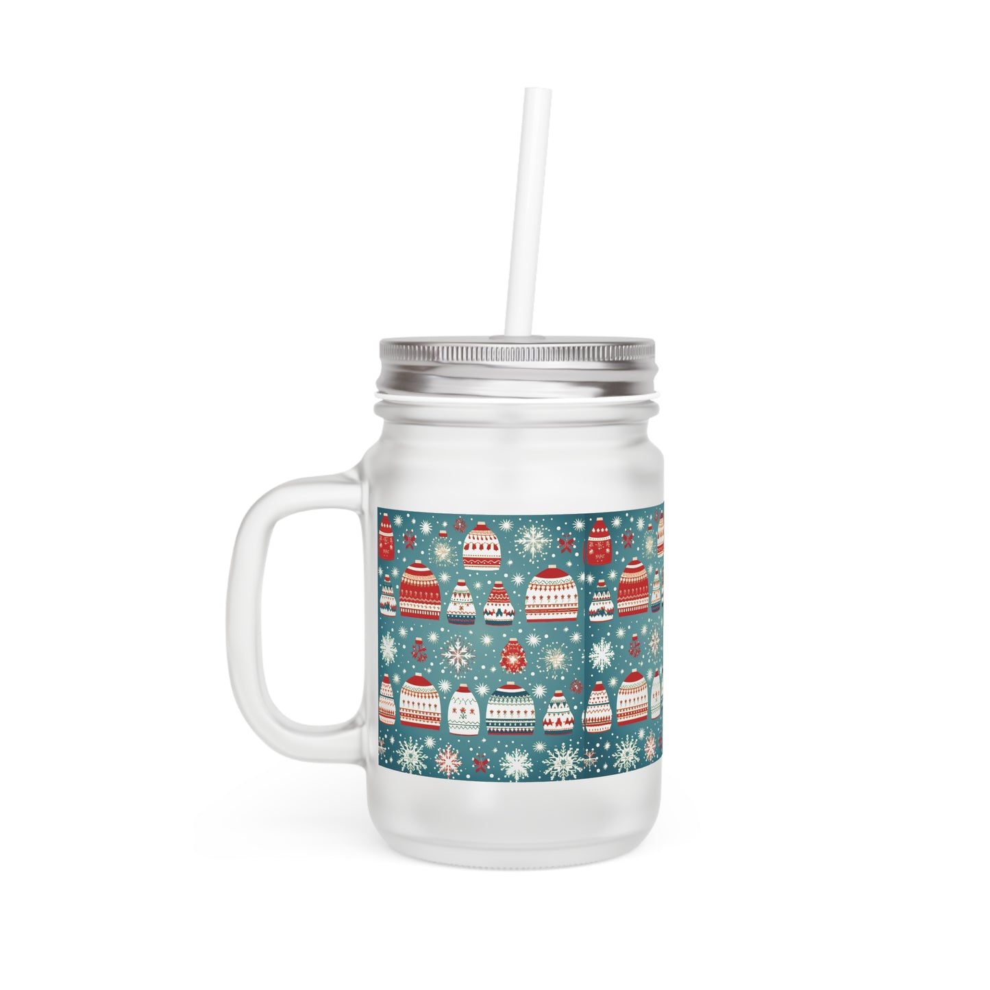 Ugly Christmas Sweater Pattern Mason Jar