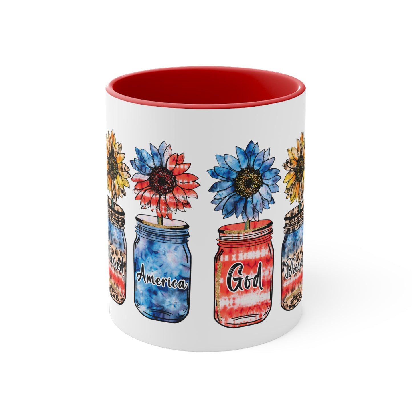 God Bless America Accent Coffee Mug, 11oz