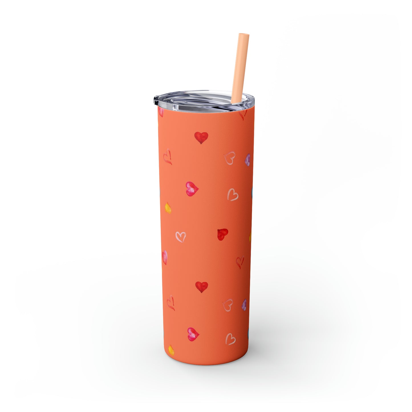 Valentine's Hearts Skinny Tumbler with Straw, 20oz